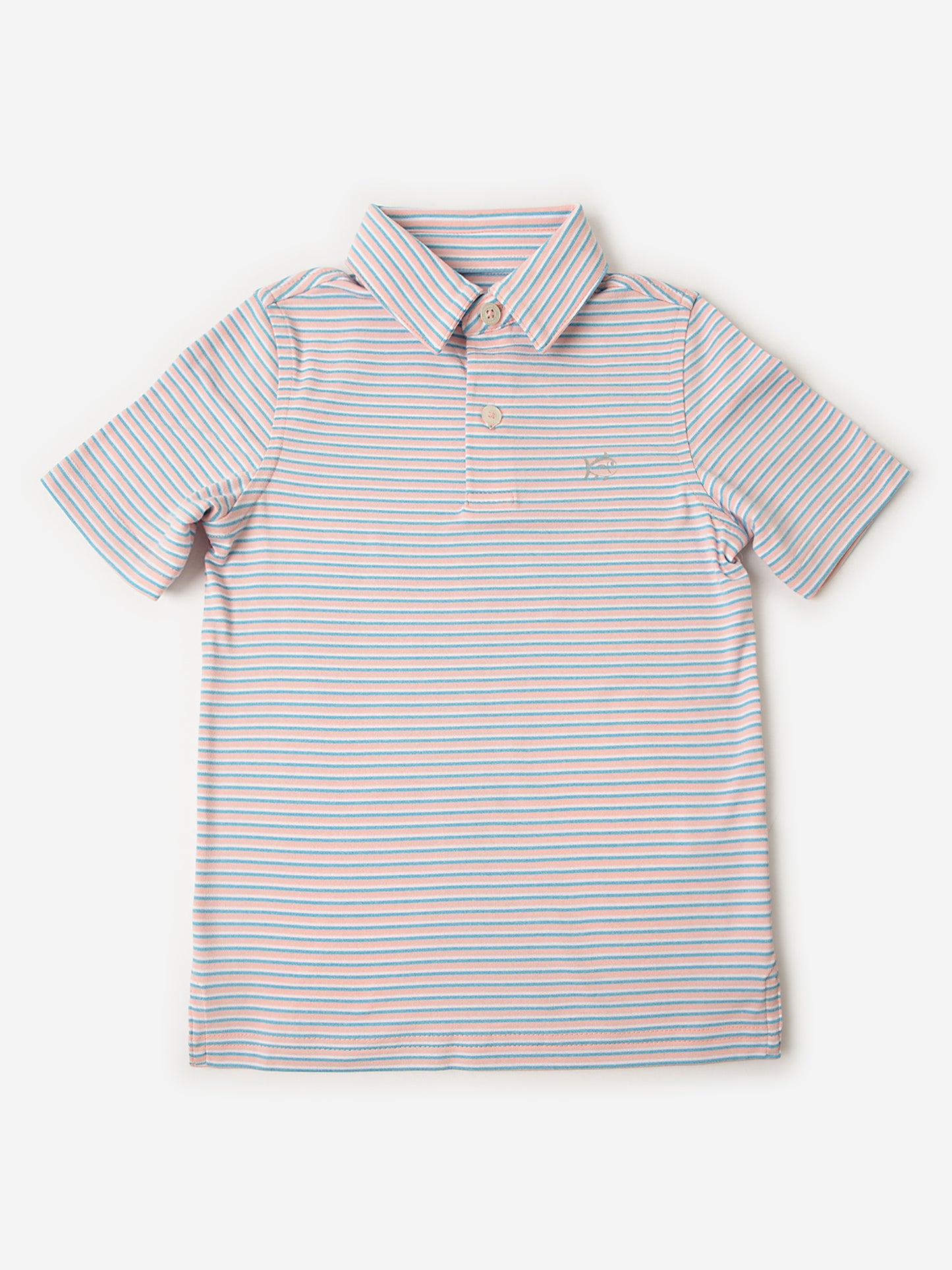Southern Tide Boys' Ryder Heather Halls Stripe Performance Polo - Saint Bernard