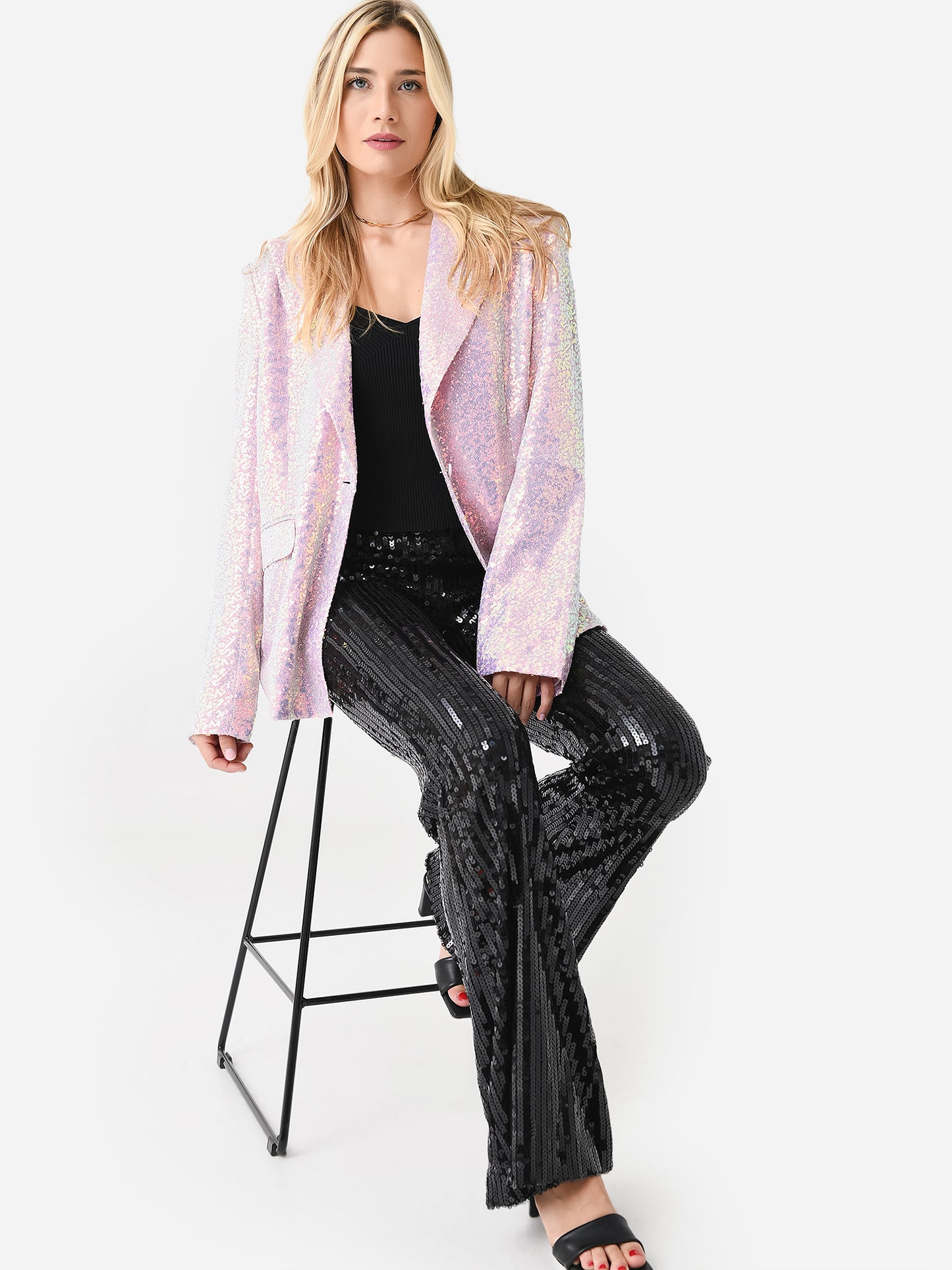 Rotate Women's Sequin Flare Pant - Saint Bernard