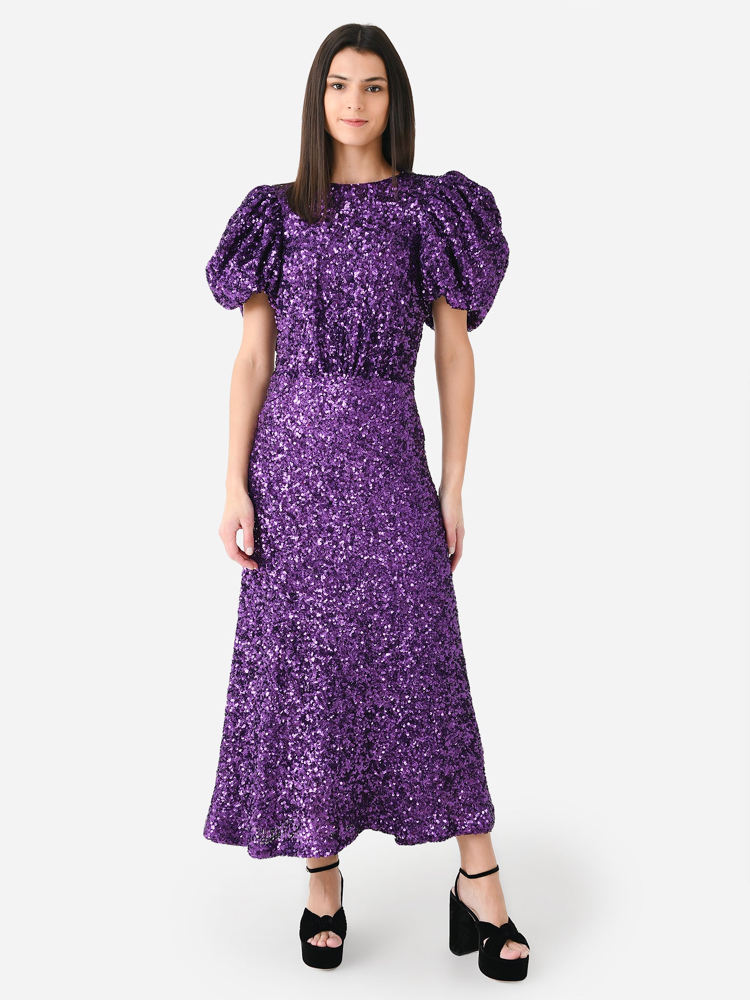 Rotate Women's Sequins Puff Sleeve Dress Saint Bernard Rotate Women's Sequins Puff Sleeve Dress Saint Bernard