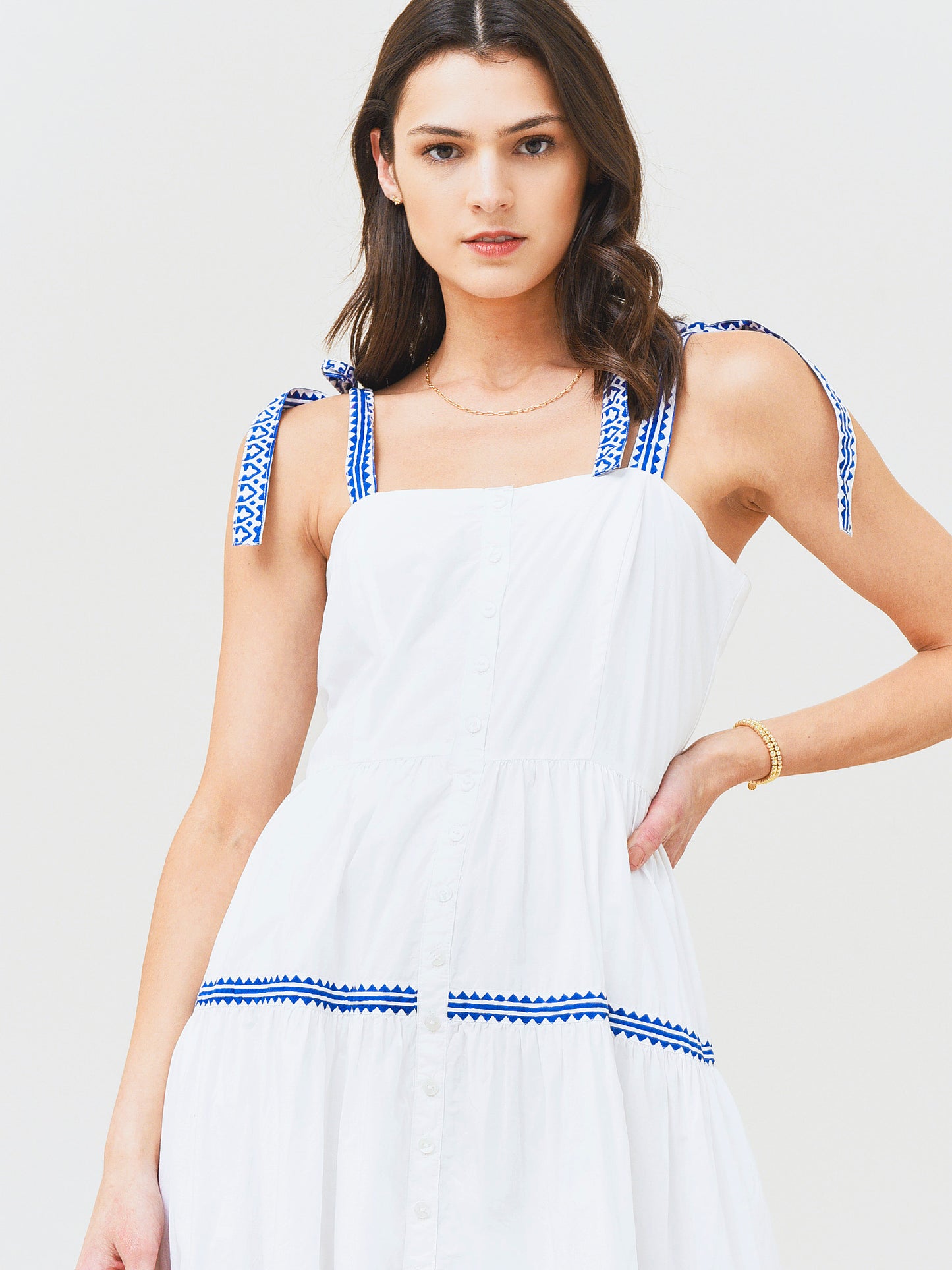 Oliphant Women's Tie Strap Button Midi Dress - Saint Bernard