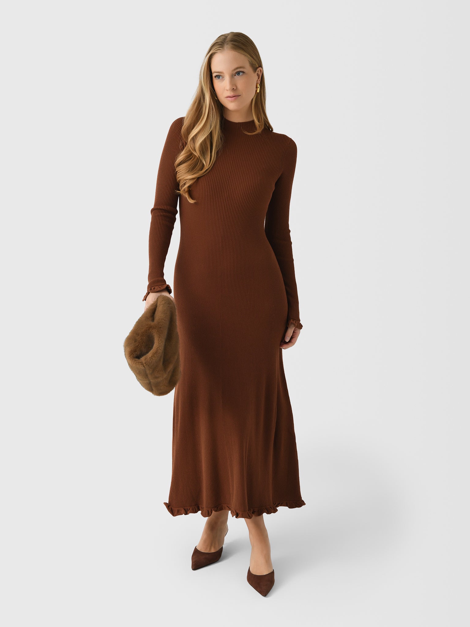Cadence Knit Dress | Clay | Brown Full Length Longsleeve | Clea Galerie XS Cadence Knit Dress | Clay | Brown Full Length Longsleeve | Clea Galerie XS