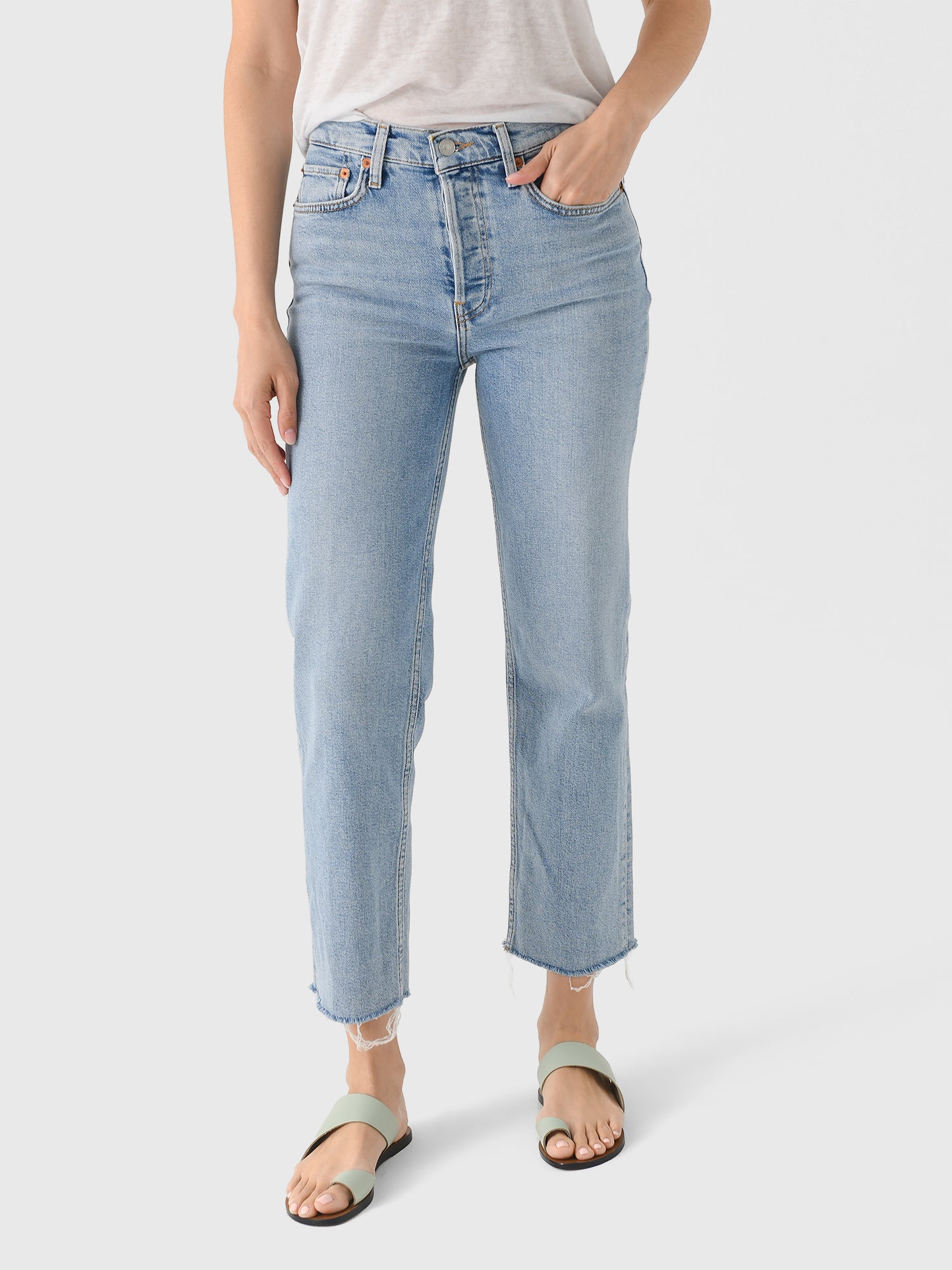 Re/Done Women's High Rise Stove Pipe Jean - Saint Bernard