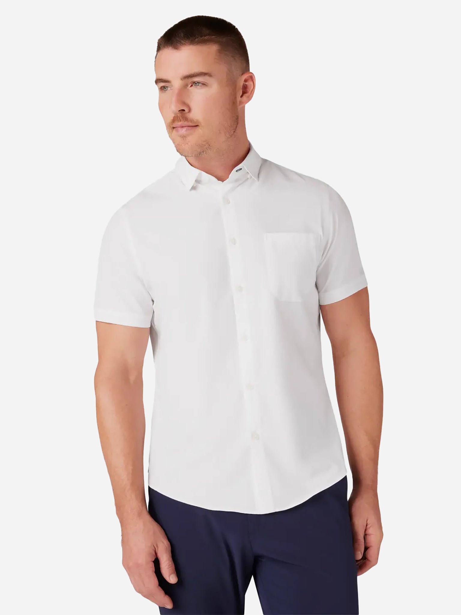 White Solid Short Sleeve Leeward Large / Trim / Regular White Solid Short Sleeve Leeward Large / Trim / Regular