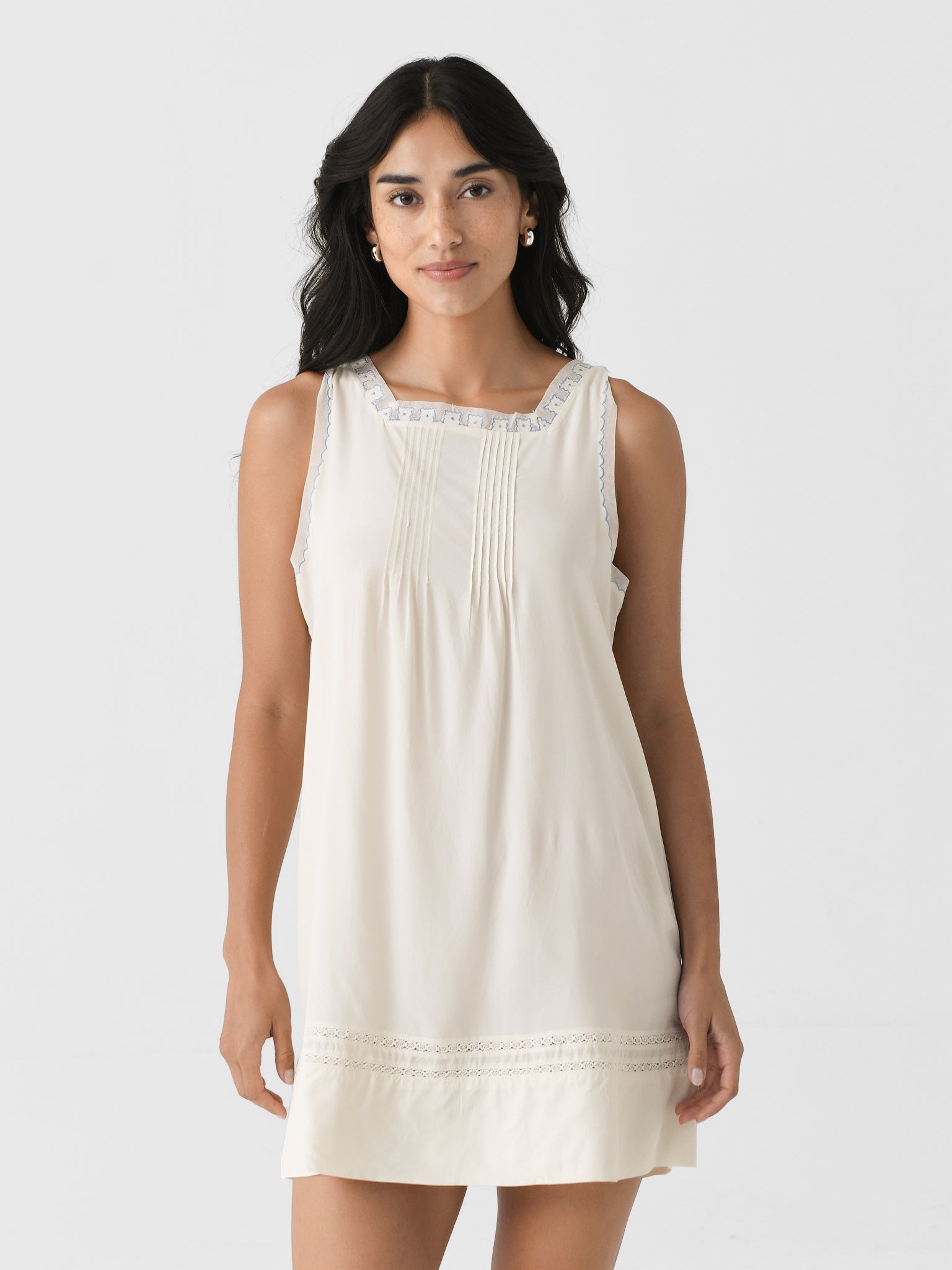 Pavo Embroidered Ivory Silk Dress L