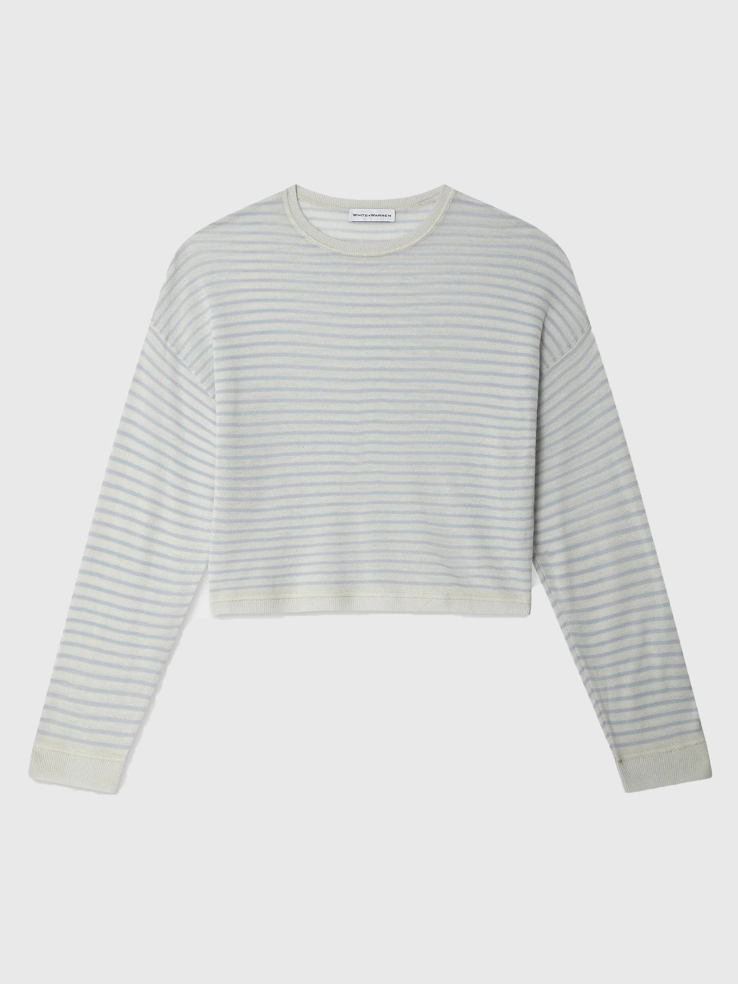 White + Warren Women's Superfine Cashmere Striped Sweatshirt - Saint Bernard