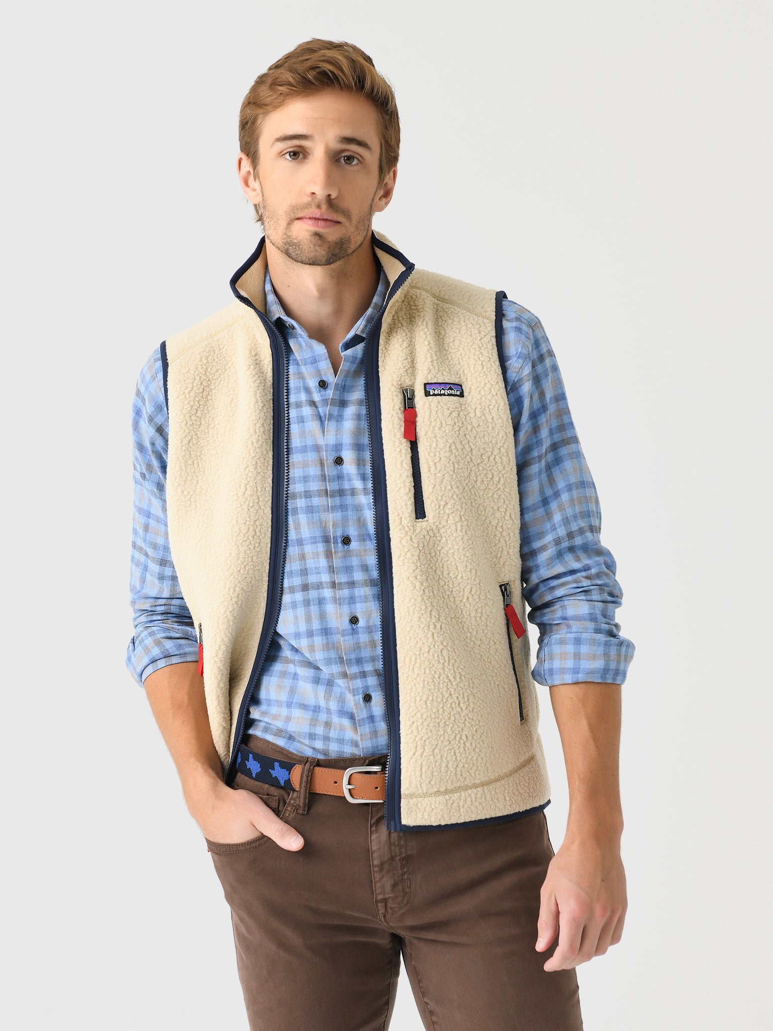 patagonia vest dress shirt Alex was packing his office bag and looking for his Patagonia vest because the AC has been cold and I made him explain more about this sartorial phenomenon. It never occurred to me that men wear