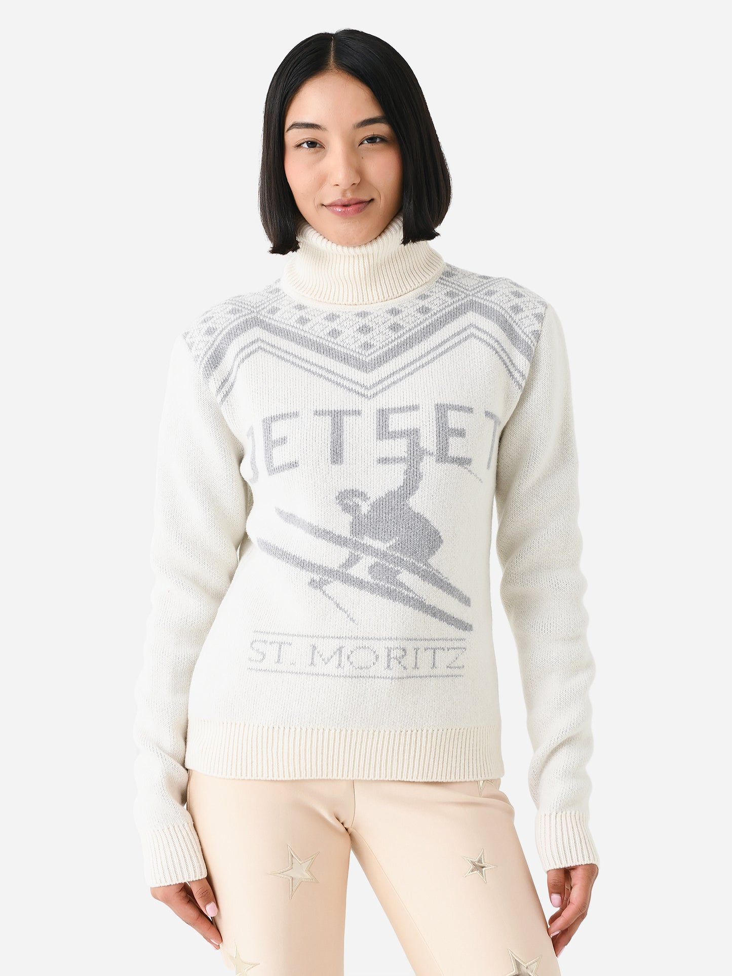 Jet Set Women's Ski Wool Turtleneck Sweater - Saint Bernard