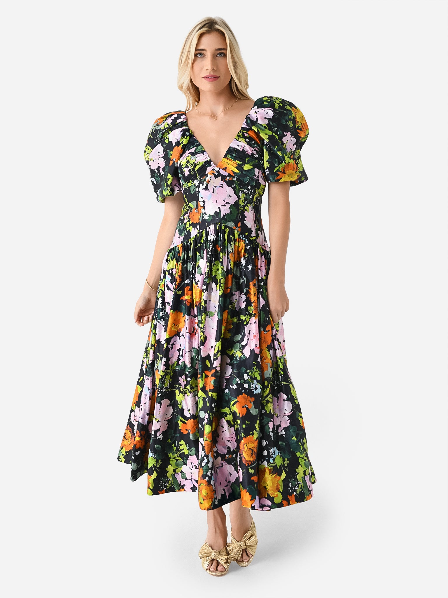 AJE Women's Gabrielle Plunge Midi Dress