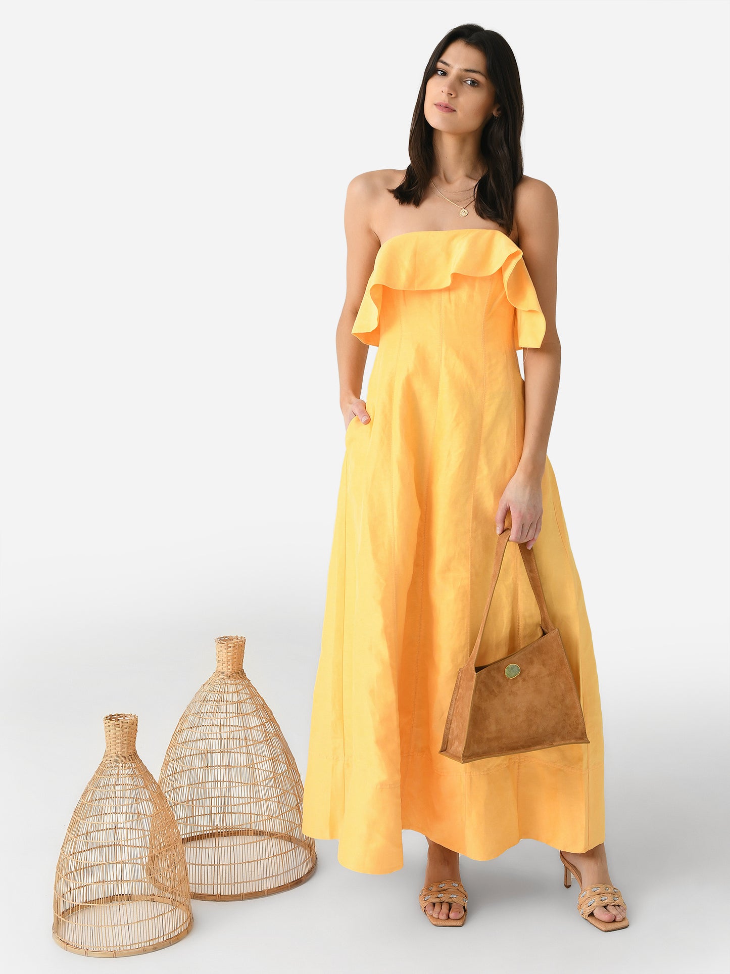 AJE Women's Shallows Strapless Gown - Saint Bernard