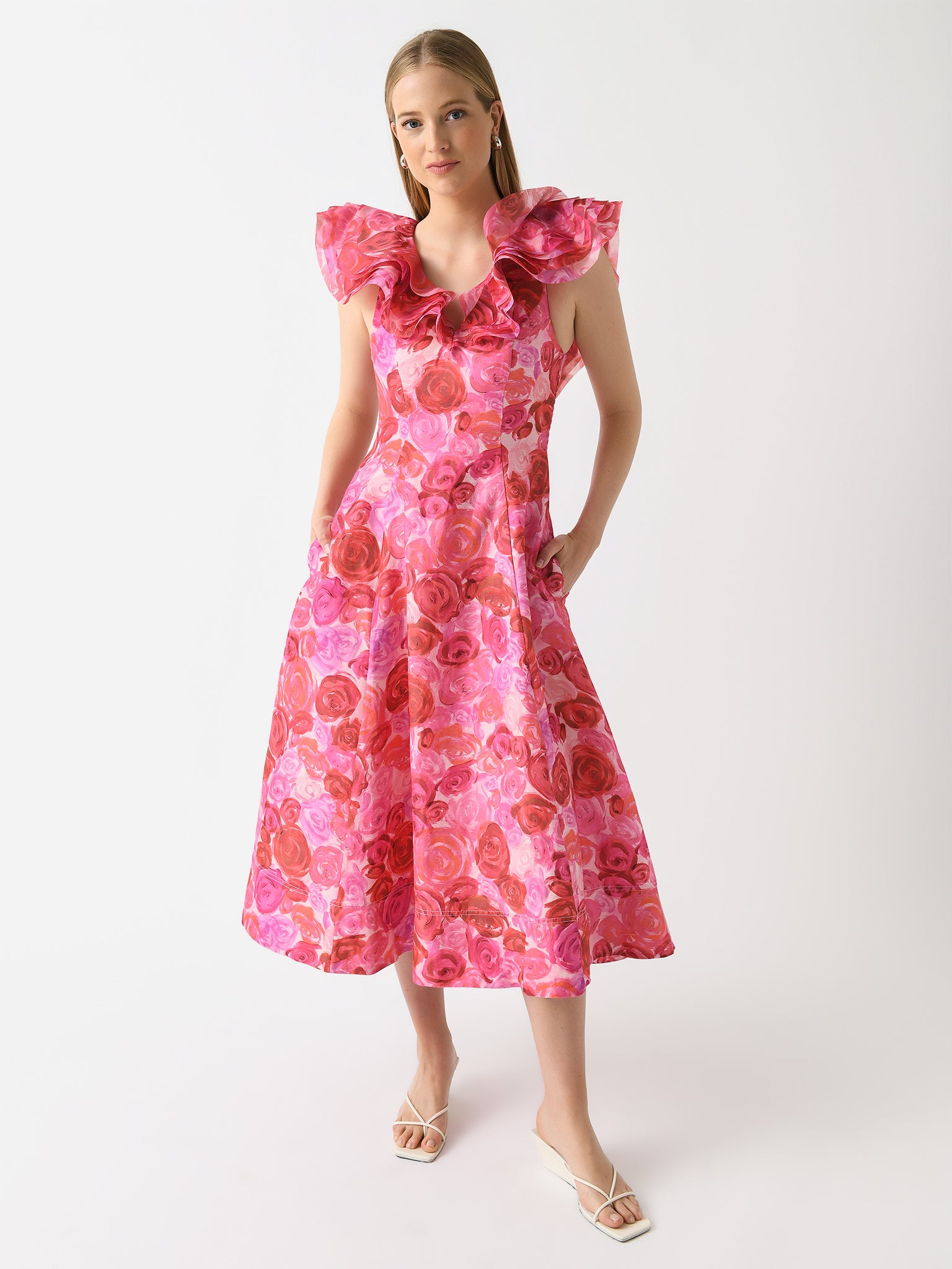 AJE Women's Enchanted Plunge Midi Dress Saint Bernard AJE Women's Enchanted Plunge Midi Dress Saint Bernard