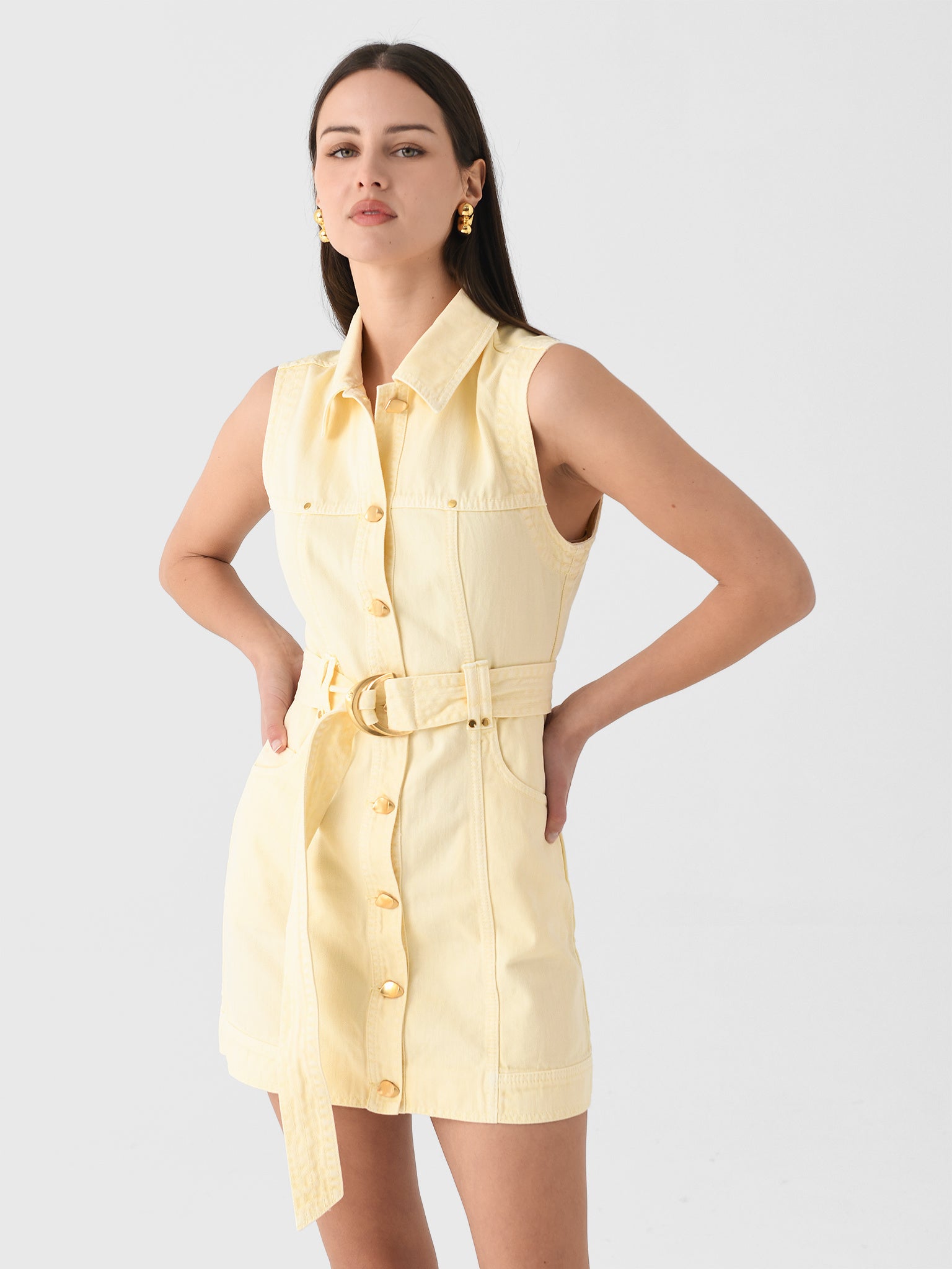 AJE Women's Ray Denim Mini Dress Saint Bernard AJE Women's Ray Denim Mini Dress Saint Bernard