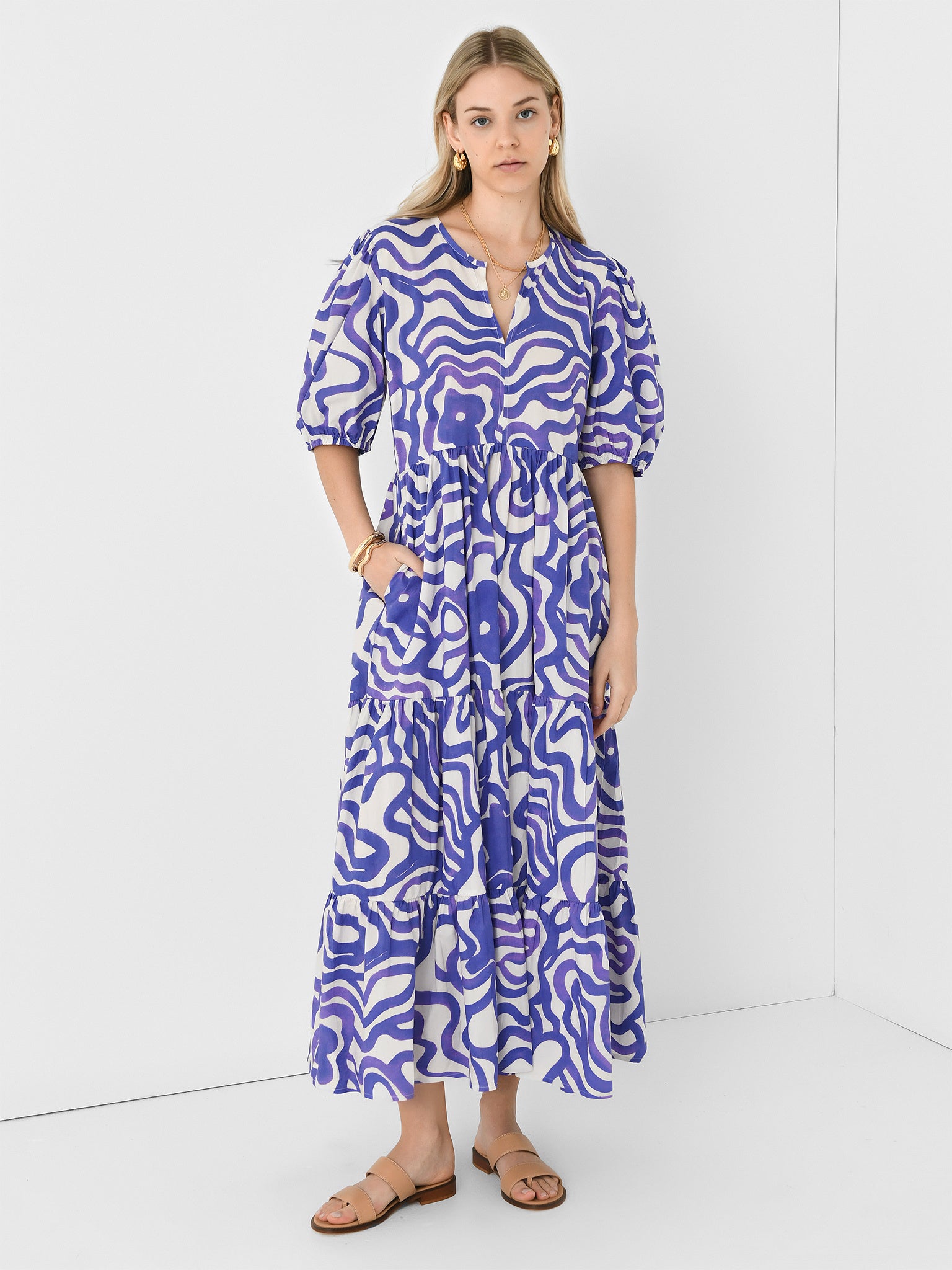 Oliphant Women's Puff Sleeve Maxi Dress