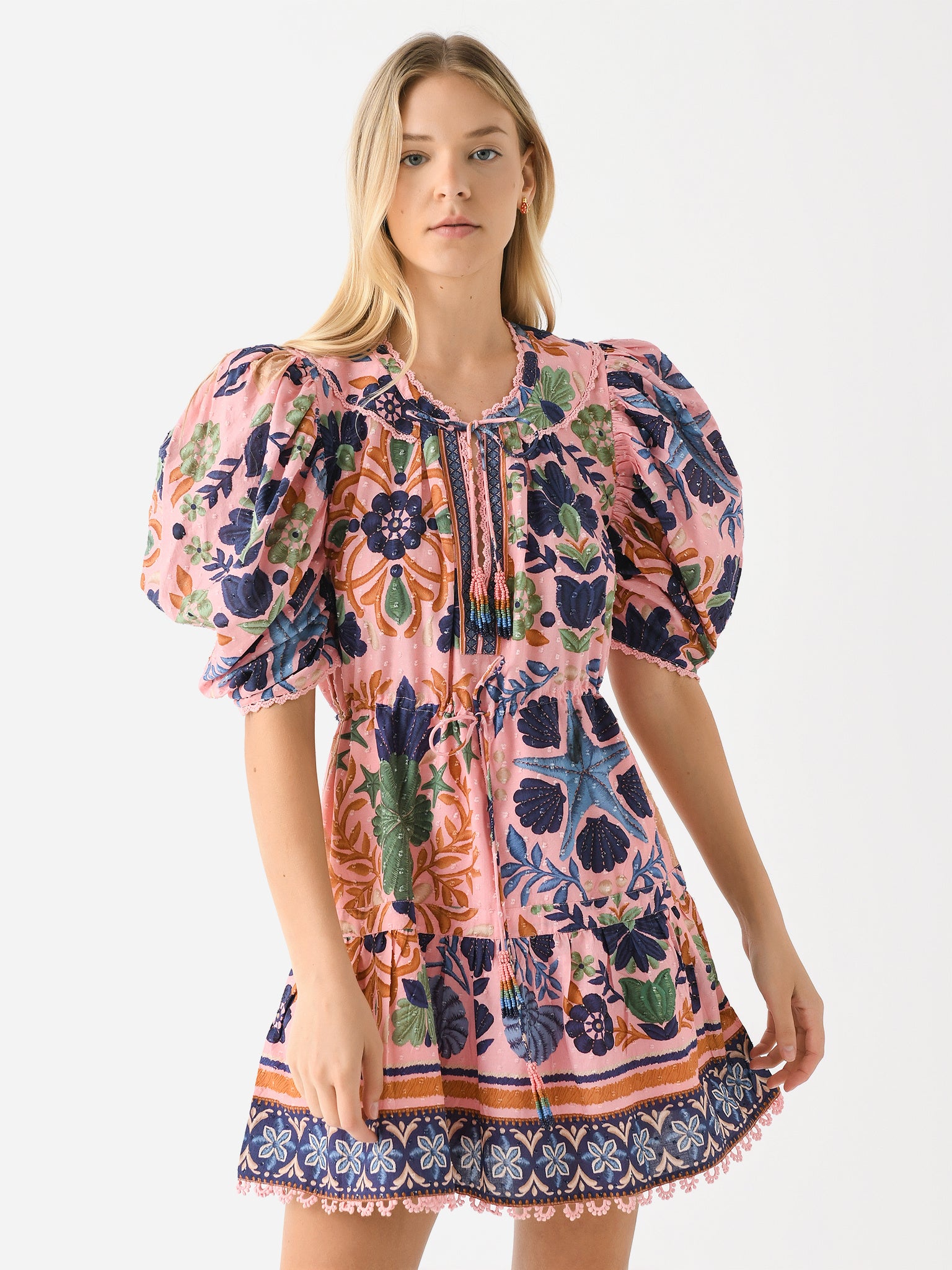 Farm Rio Women's Seashell Tapestry Mini Dress Farm Rio Women's Seashell Tapestry Mini Dress
