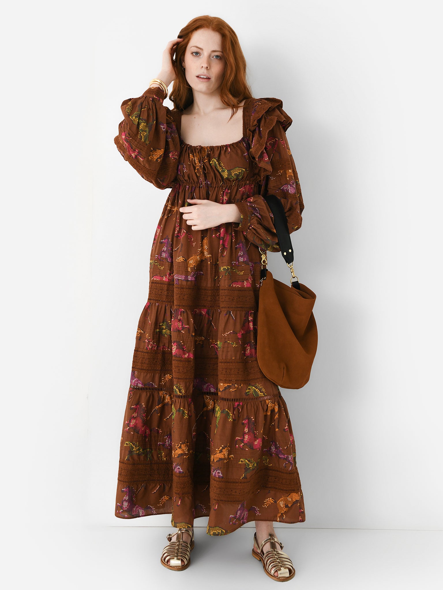 Farm Rio Women's Dotted Horses Maxi Dress