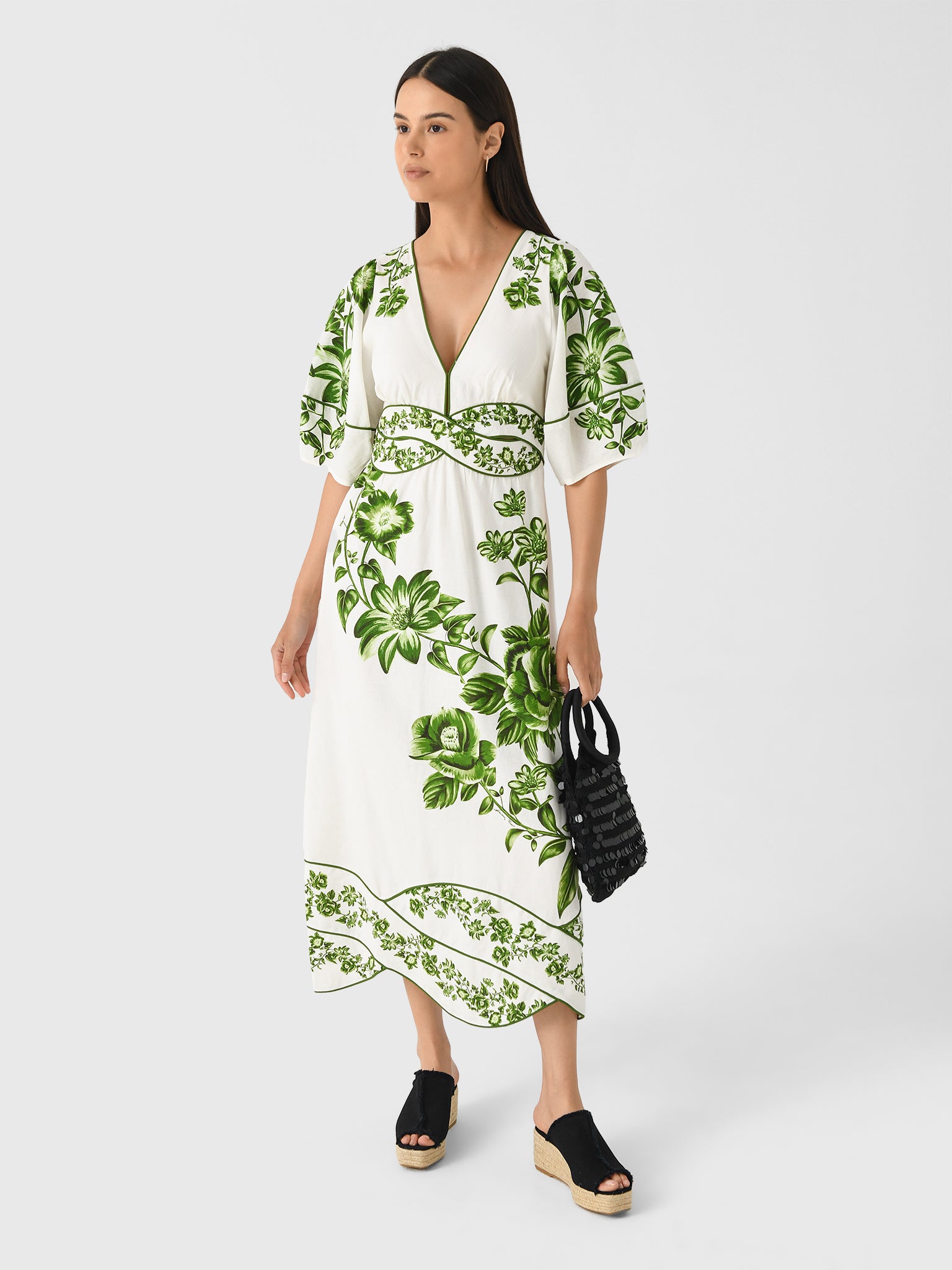 Farm Rio Women's Floral Cascade Midi Dress Farm Rio Women's Floral Cascade Midi Dress