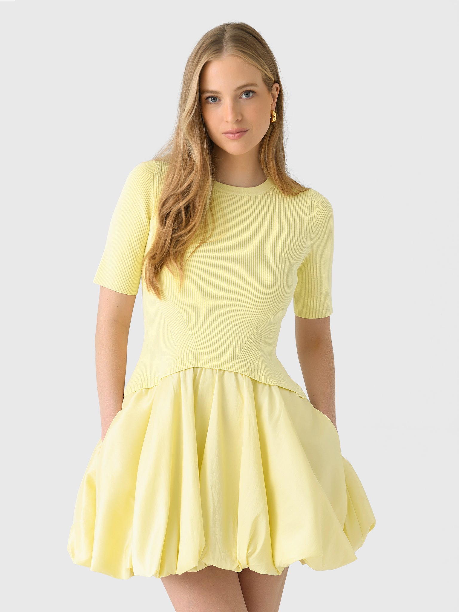 simkhai yellow dress Simkhai Women's Kenny Combo Mini Dress – Saint Bernard