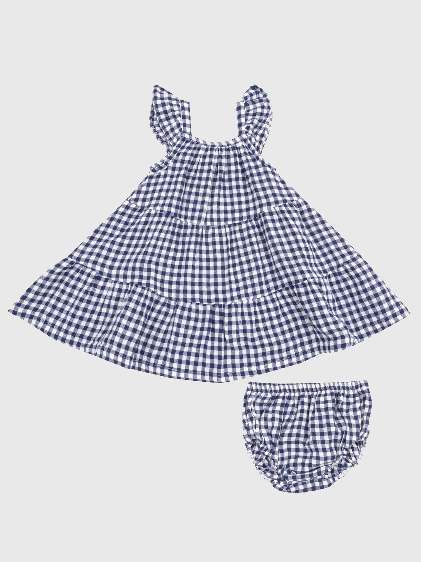 Angel Dear Baby Girls' Navy Gingham Twirly Sundress Set - Saint Bernard