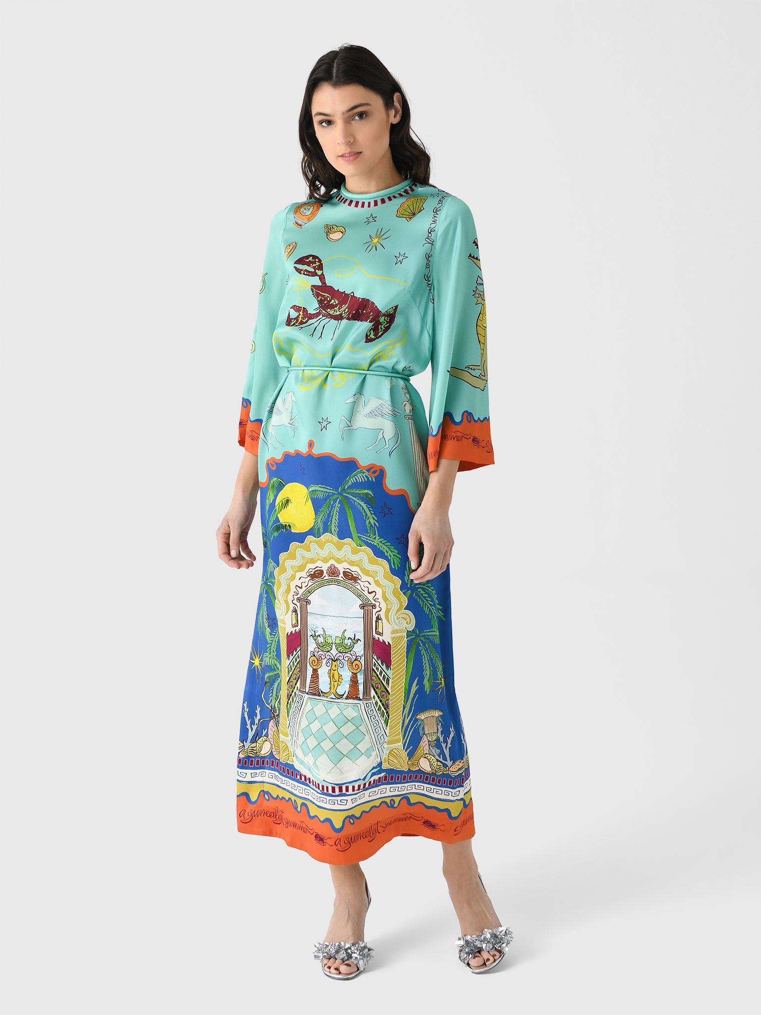 Alemais Women's Surrealist Summer Midi Silk Dress – Saint Bernard