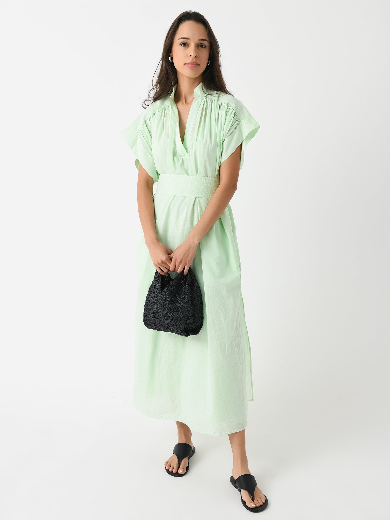 vanessa bruno cotton dress VANESSA BRUNO Theis Cotton Three Quarter Sleeve Floral Dress