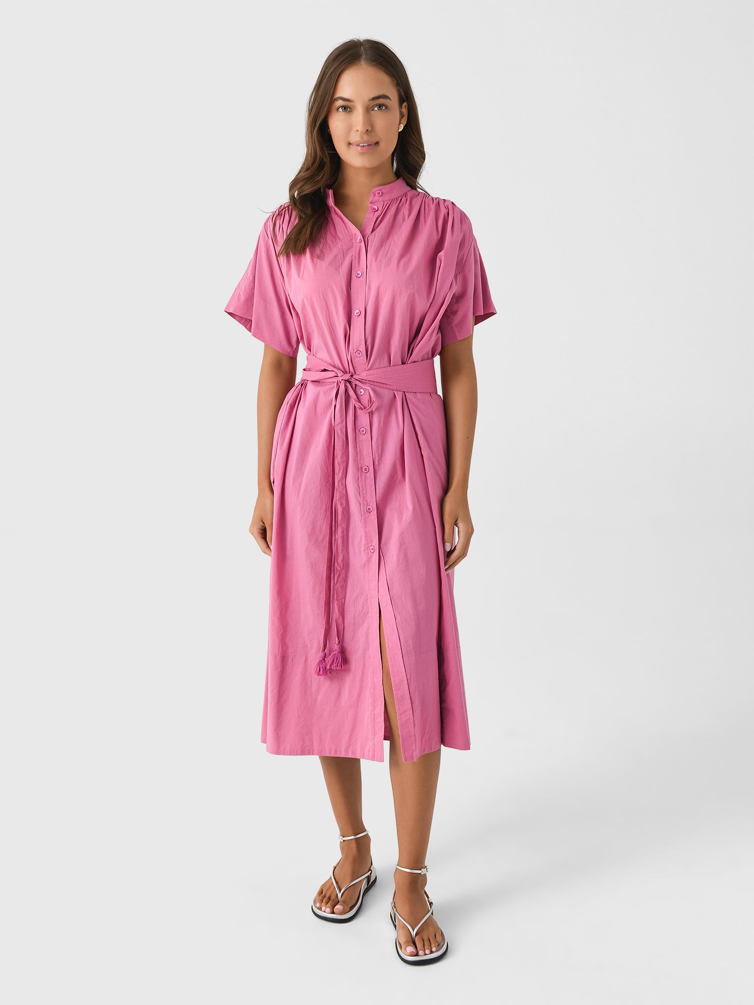 vanessa bruno cotton dress Vanessa Bruno Estrella Pintuck Lace-Trim Cotton Midi Dress