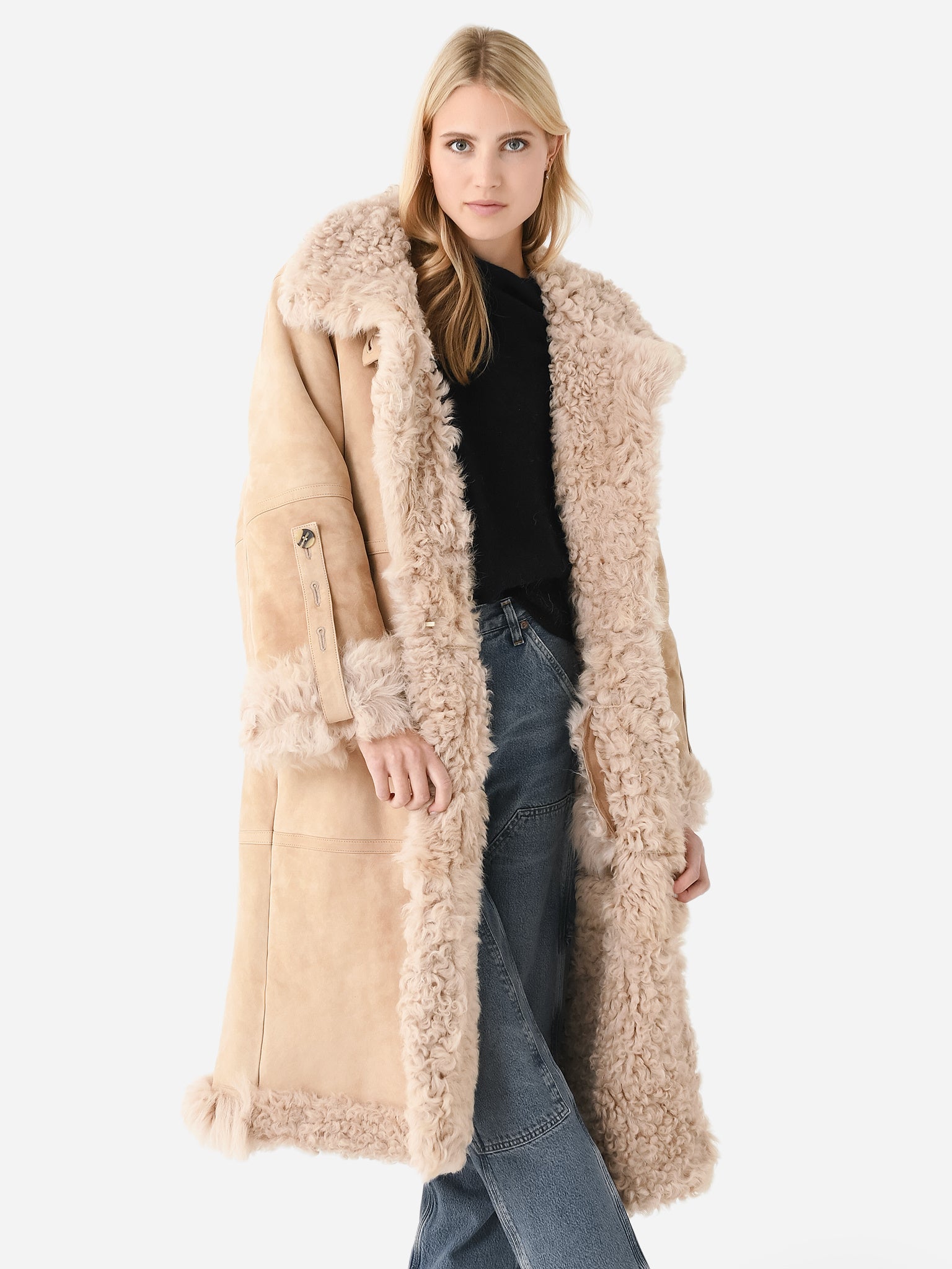 Remain Women's Long Hair Shearling Coat Saint Bernard