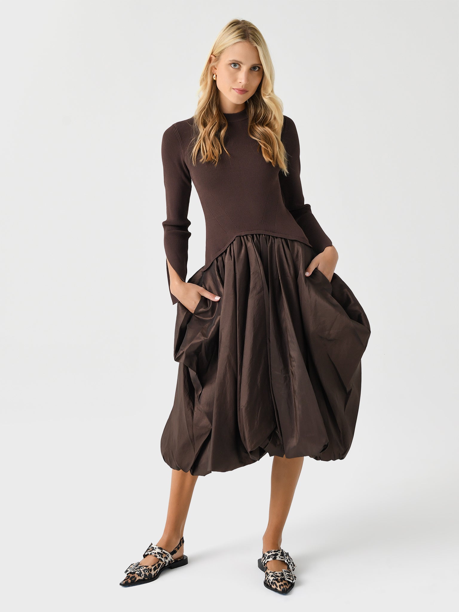 blue dress for baby girl Chocolate Plaid Burke Sleeveless Draped Midi Dress