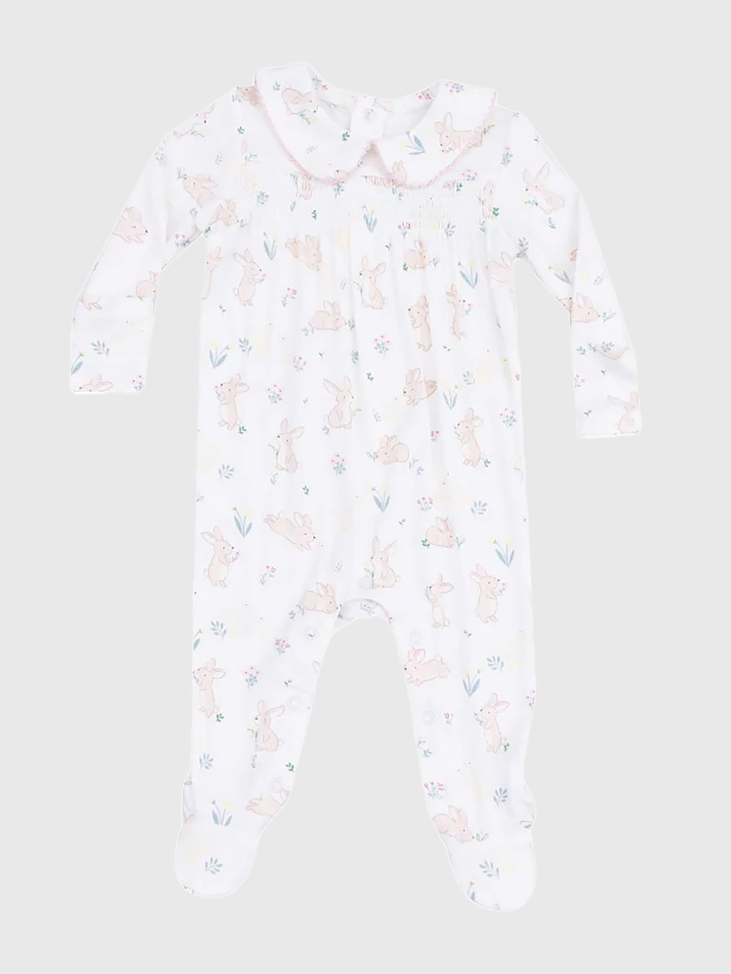 Angel Dear Baby Bunny + Duck Smocked Peter Pan Footie - Saint Bernard