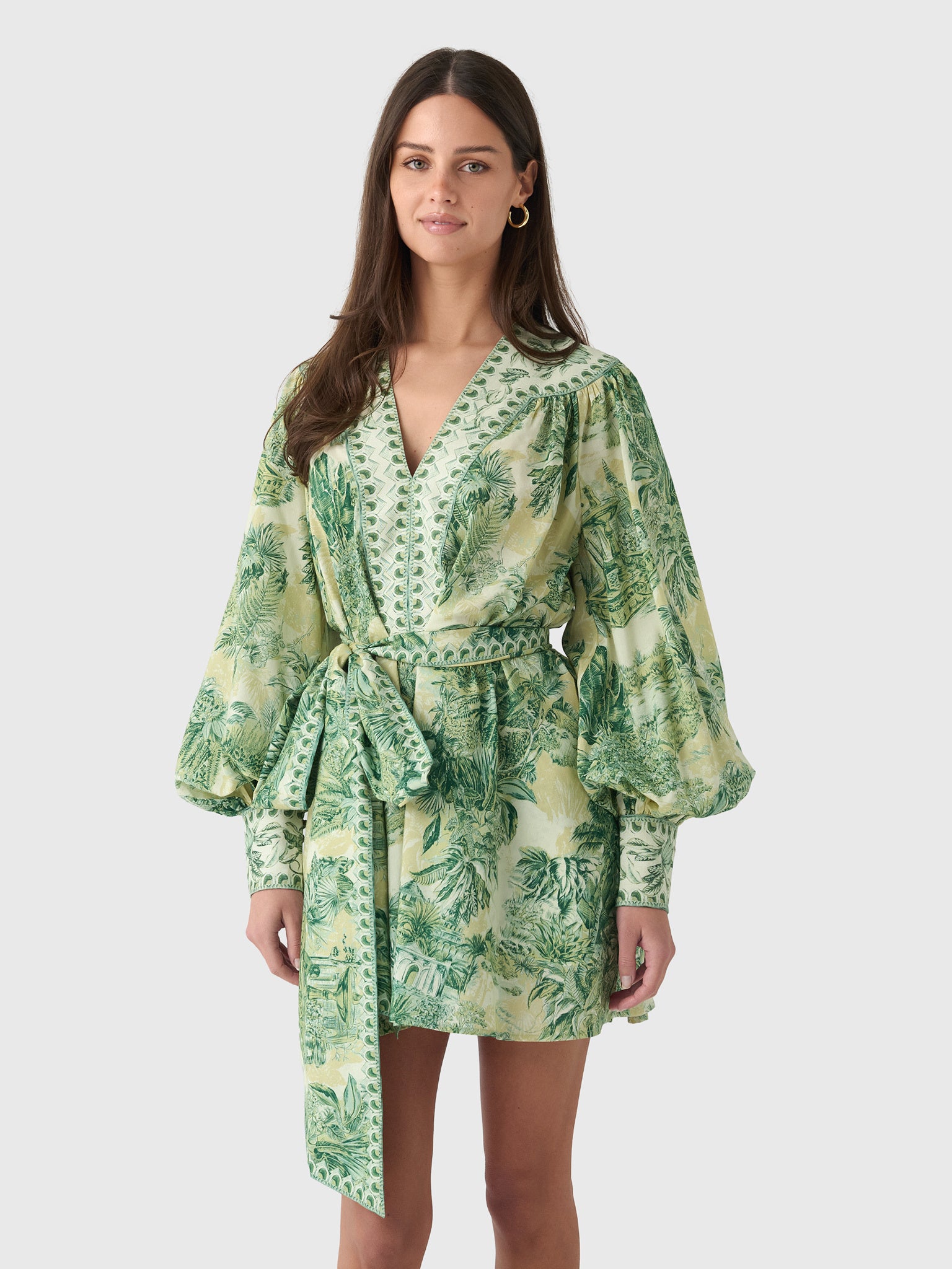 Alémais Sara Mini Dress | Print/Green | Size 14