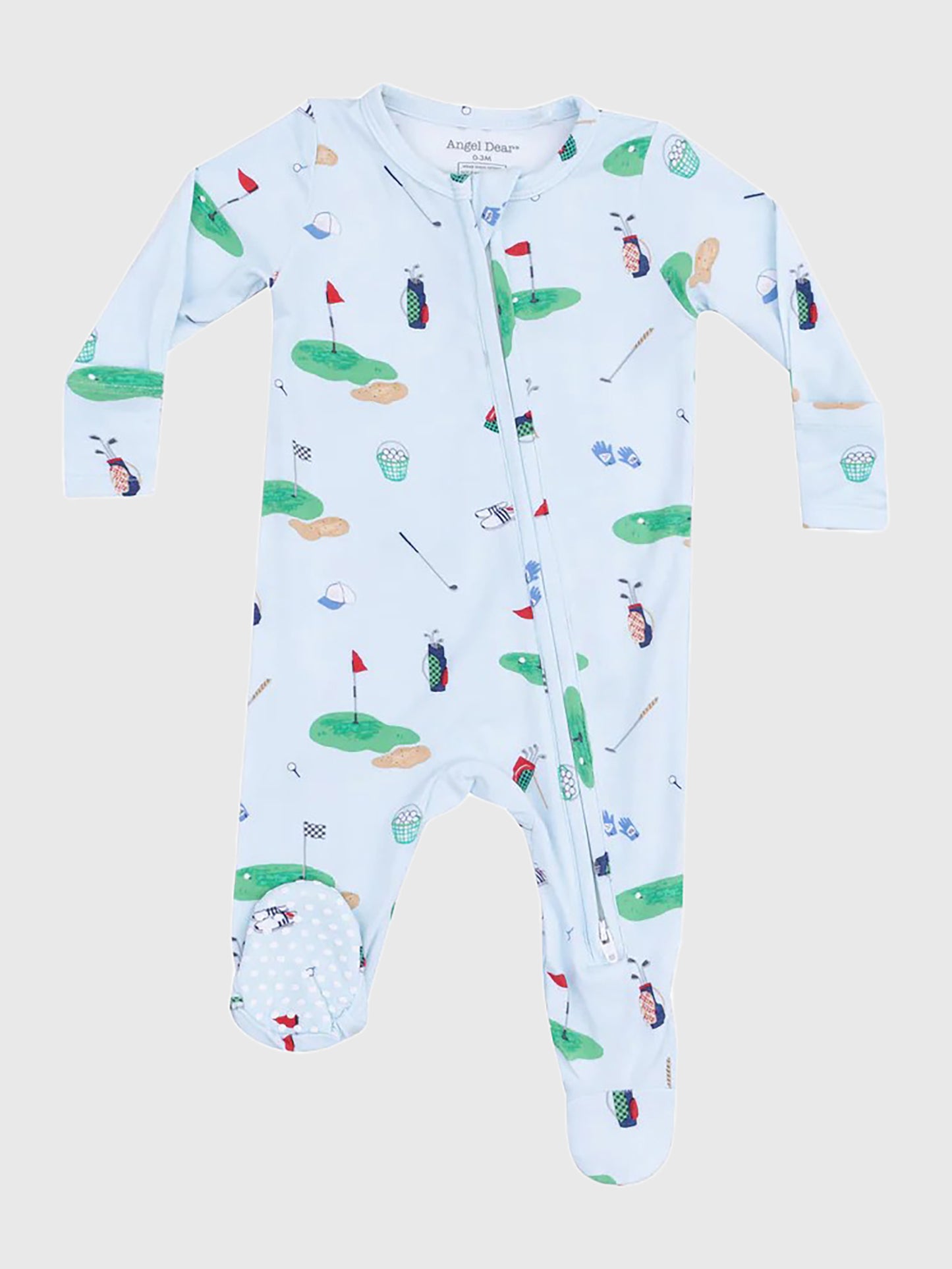 Angel Dear Baby Boys' Golf Things Blue 2-Way Zipper Footie - Saint Bernard