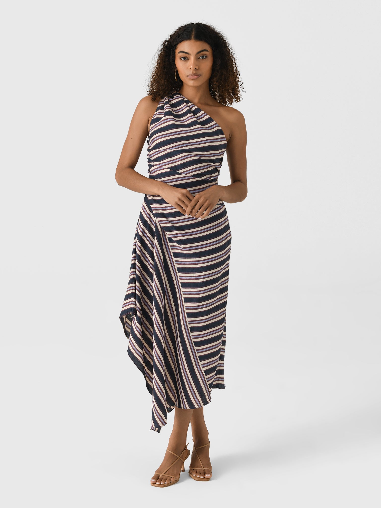 ALC Women's Lyn Striped Linen Midi Dress Saint Bernard ALC Women's Lyn Striped Linen Midi Dress Saint Bernard