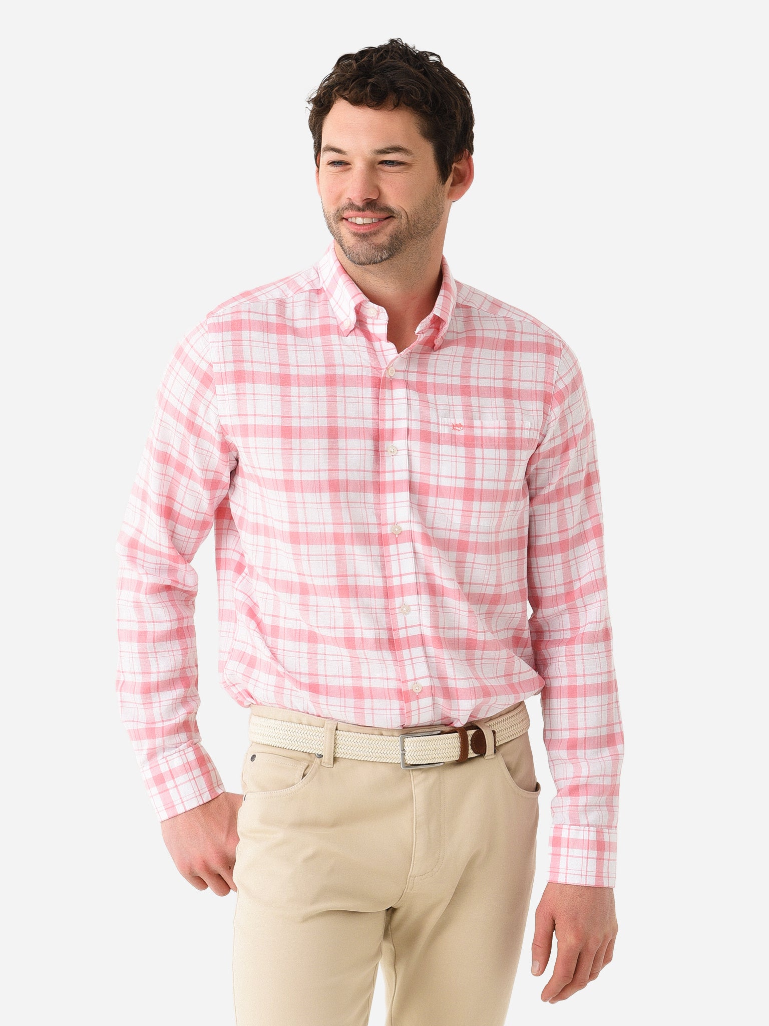 Southern Tide Men's Cobblestone Plaid Beach Flannel Sport Shirt