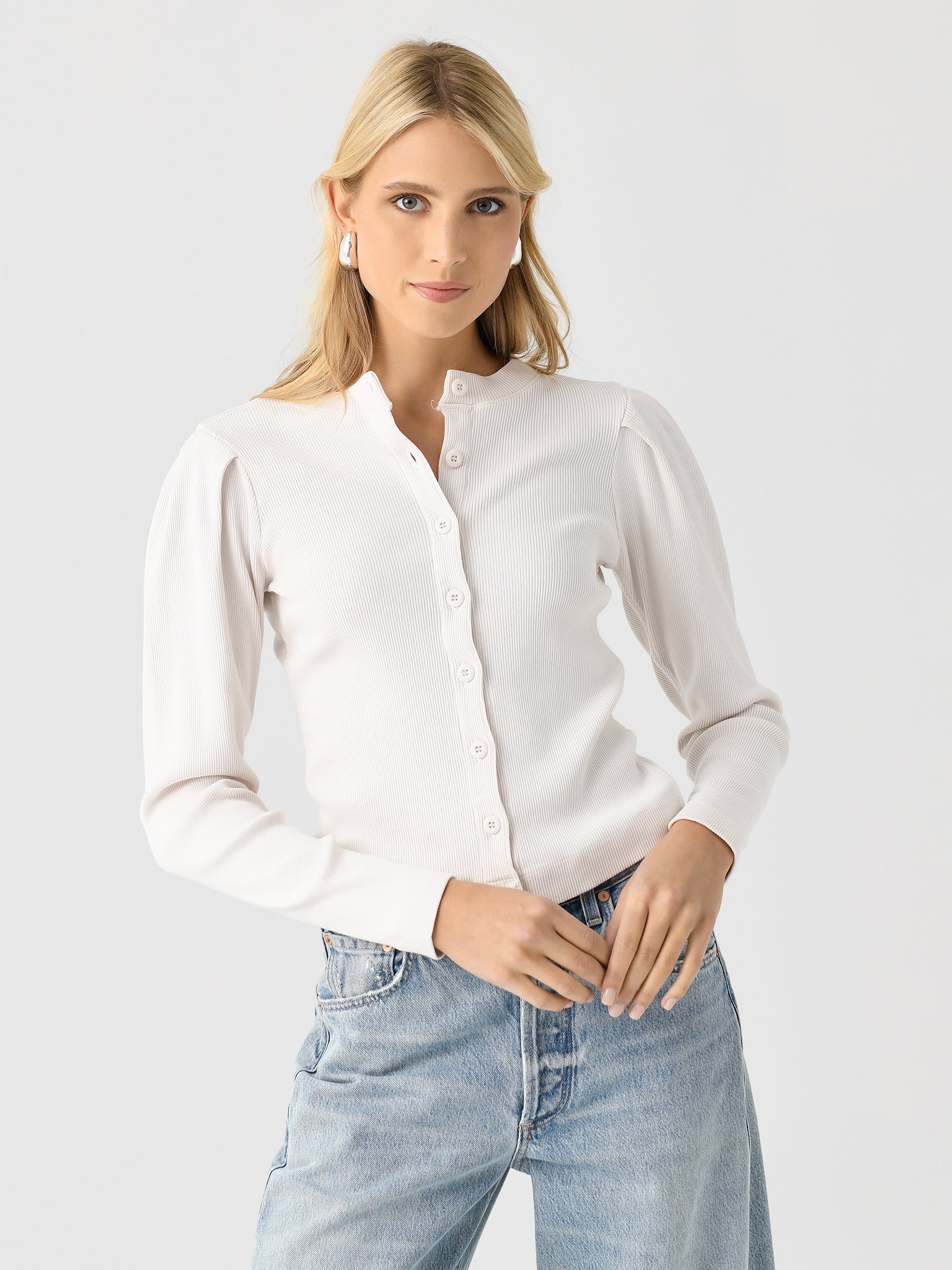 AMO Women's Puff Sleeve Cardigan Saint Bernard