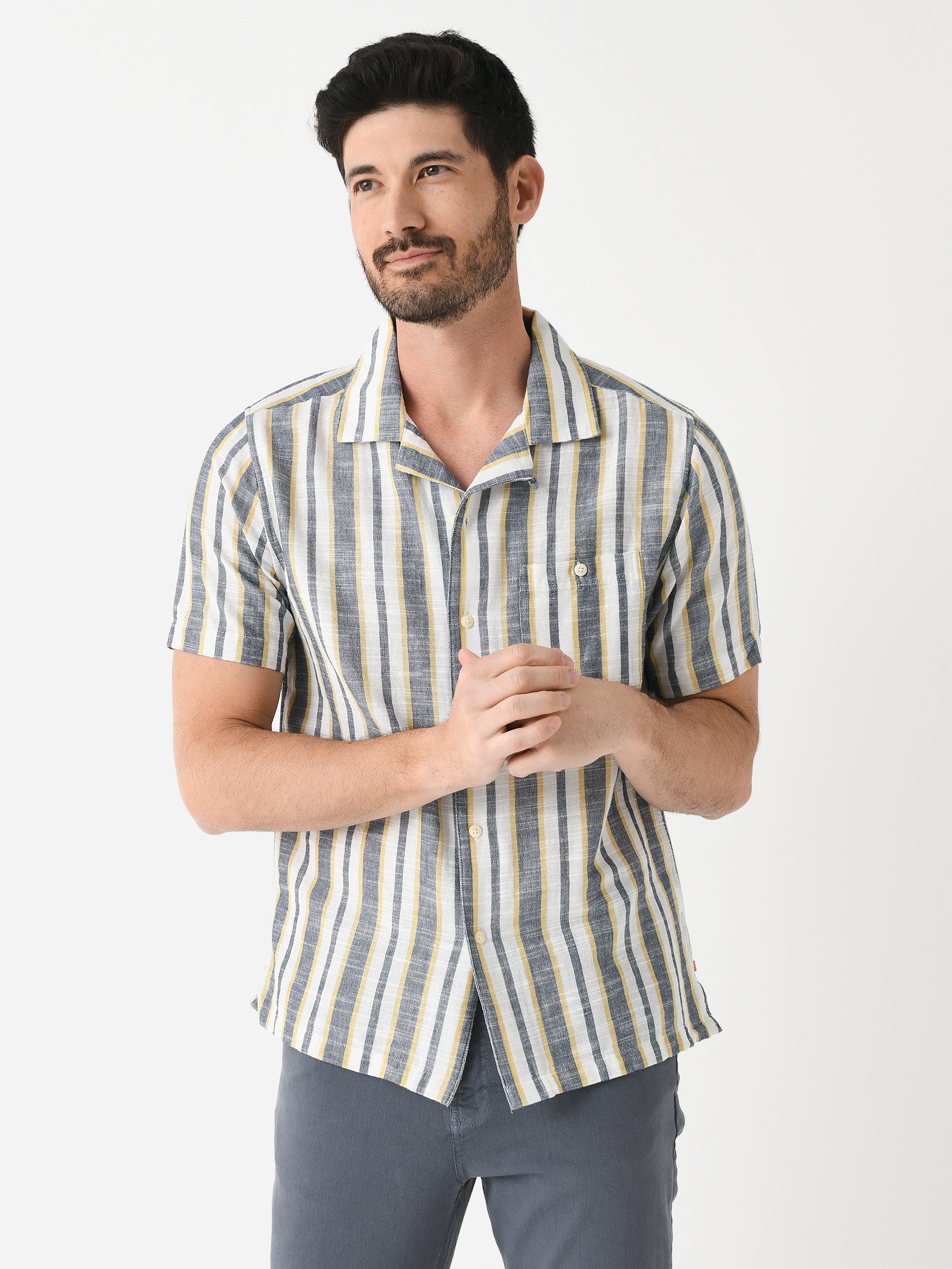 Far Afield Selleck S/S Shirt Flower Collage Print in Navy Iris main image 0