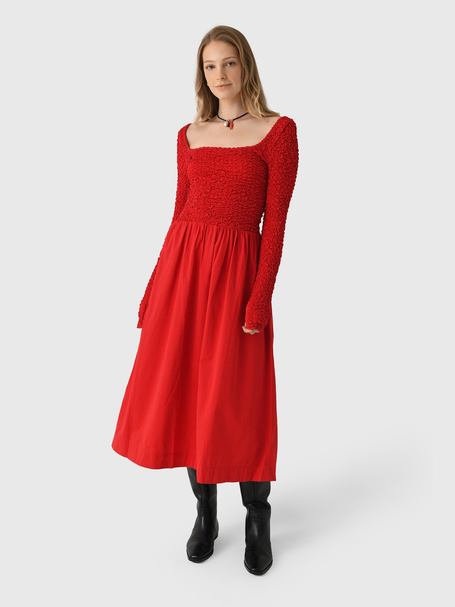 strapless open back dress Indira Smocked Midi Dress main image 1