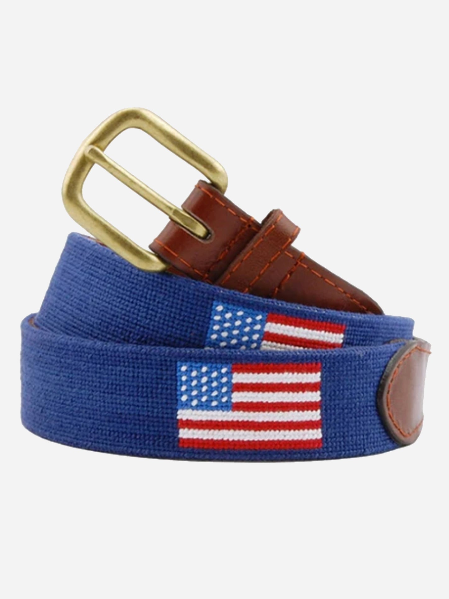 Smathers + Branson Men's American Flag Needlepoint Belt - Saint Bernard
