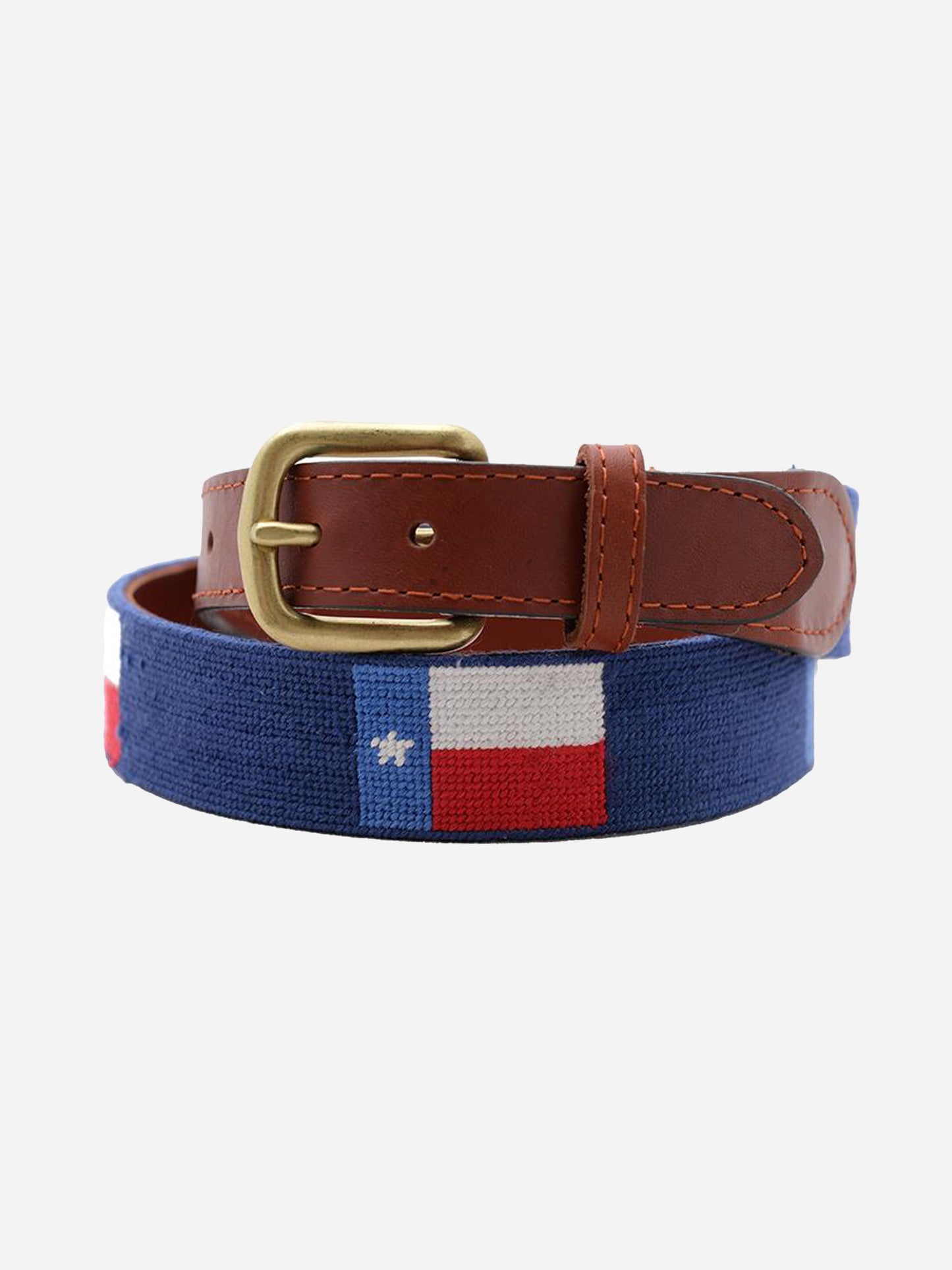 Smathers + Branson Men's Texas Flag Needlepoint Belt - Saint Bernard