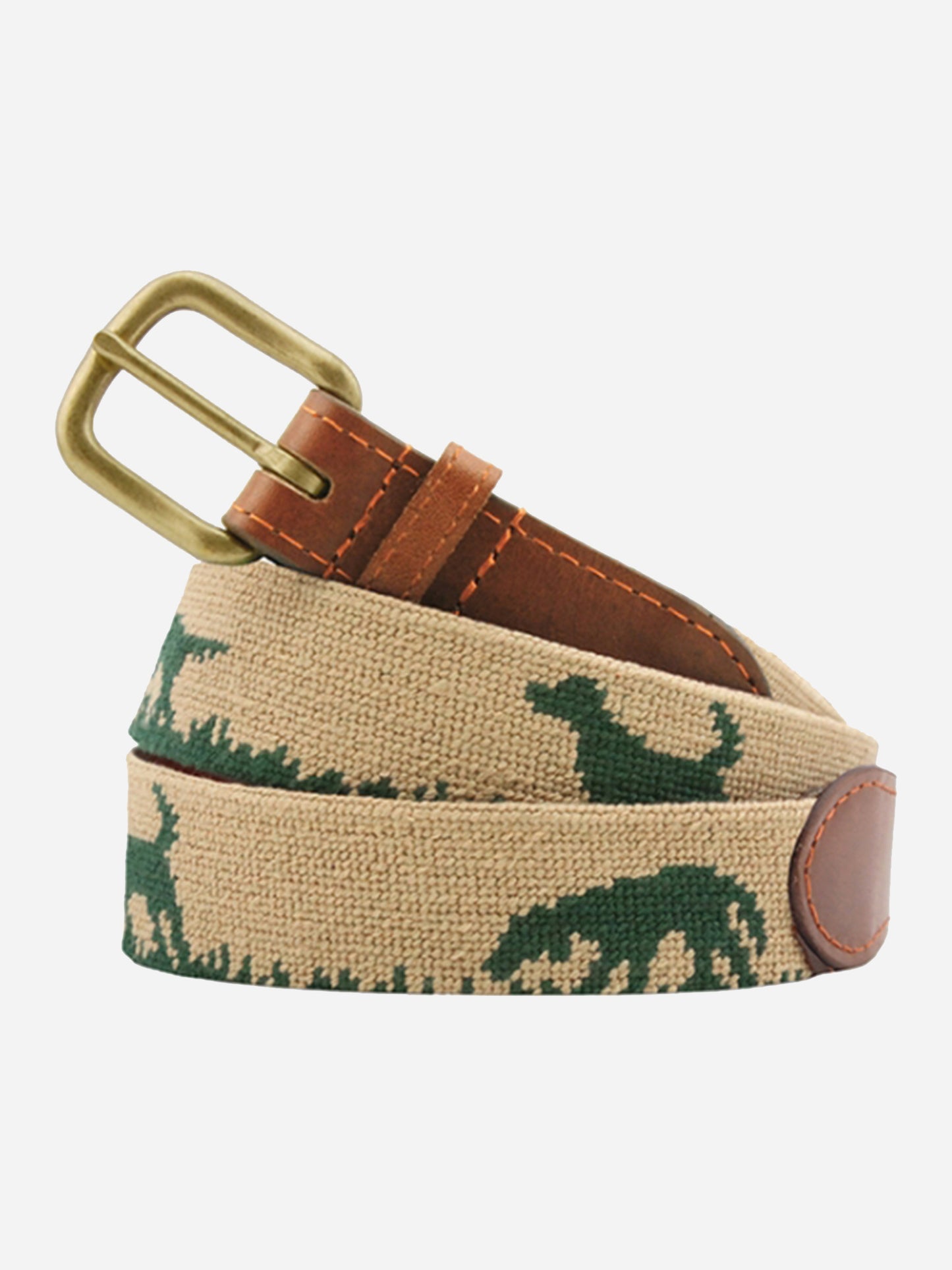 Smathers + Branson Men's Hunting Dog Needlepoint Belt - Saint Bernard