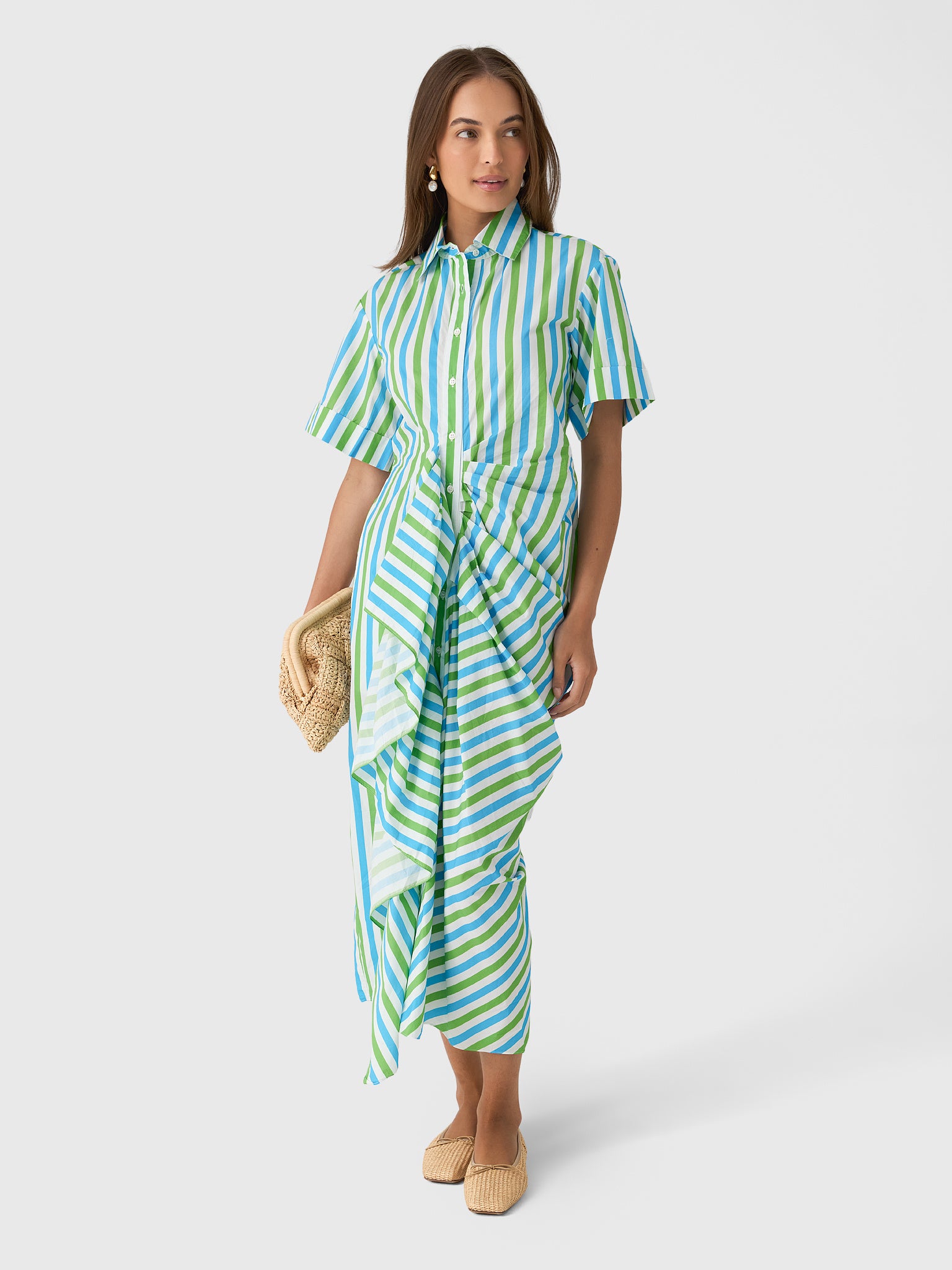 Rosie Assoulin Women's Gathered Ruffle Shirt Dress – Saint Bernard