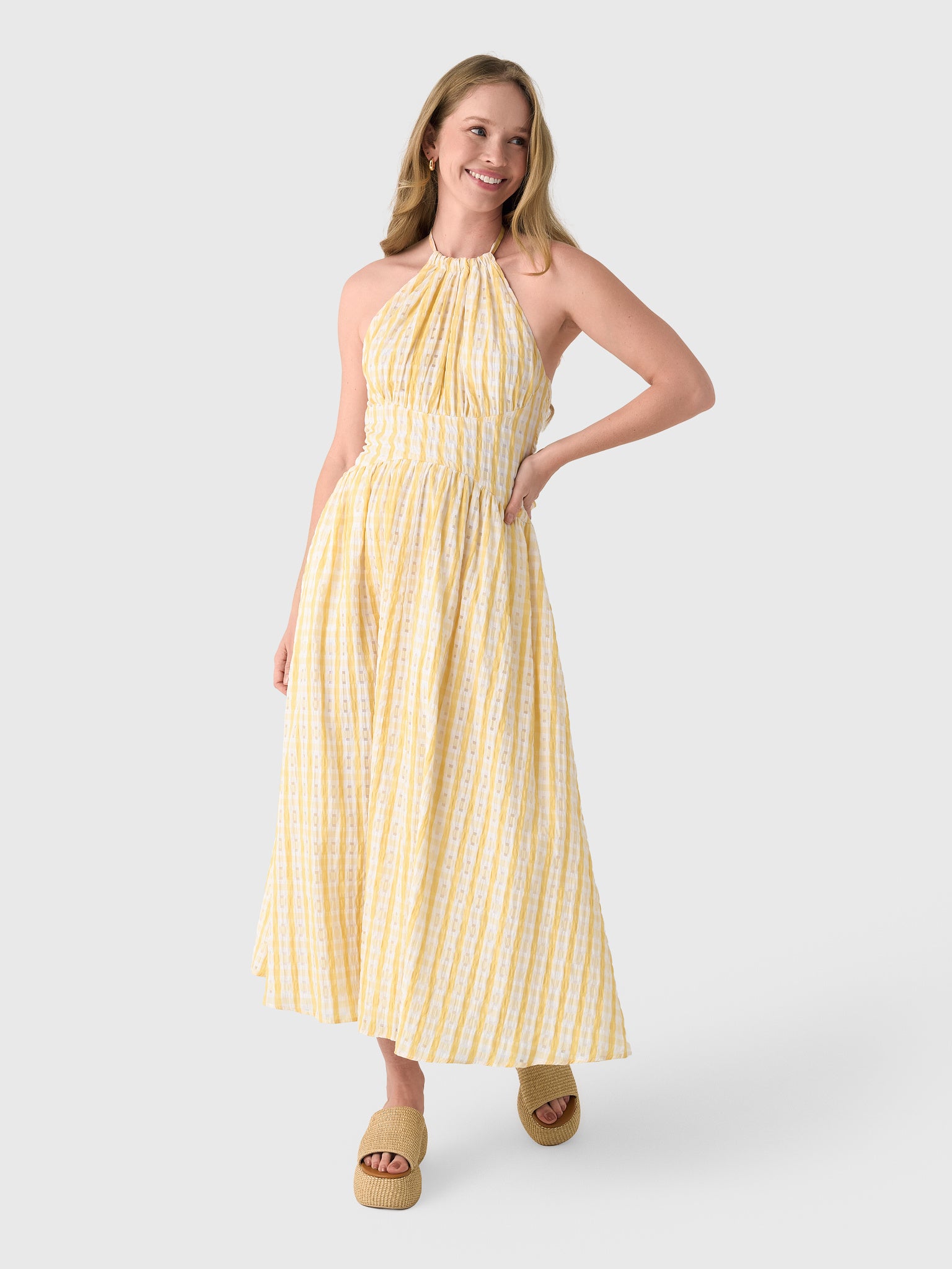 name of love bridesmaid dresses Rosie Assoulin Women's Halter in the Dress, Yellow, Polyester/Cotton/Nylon | Size: 10 Andy