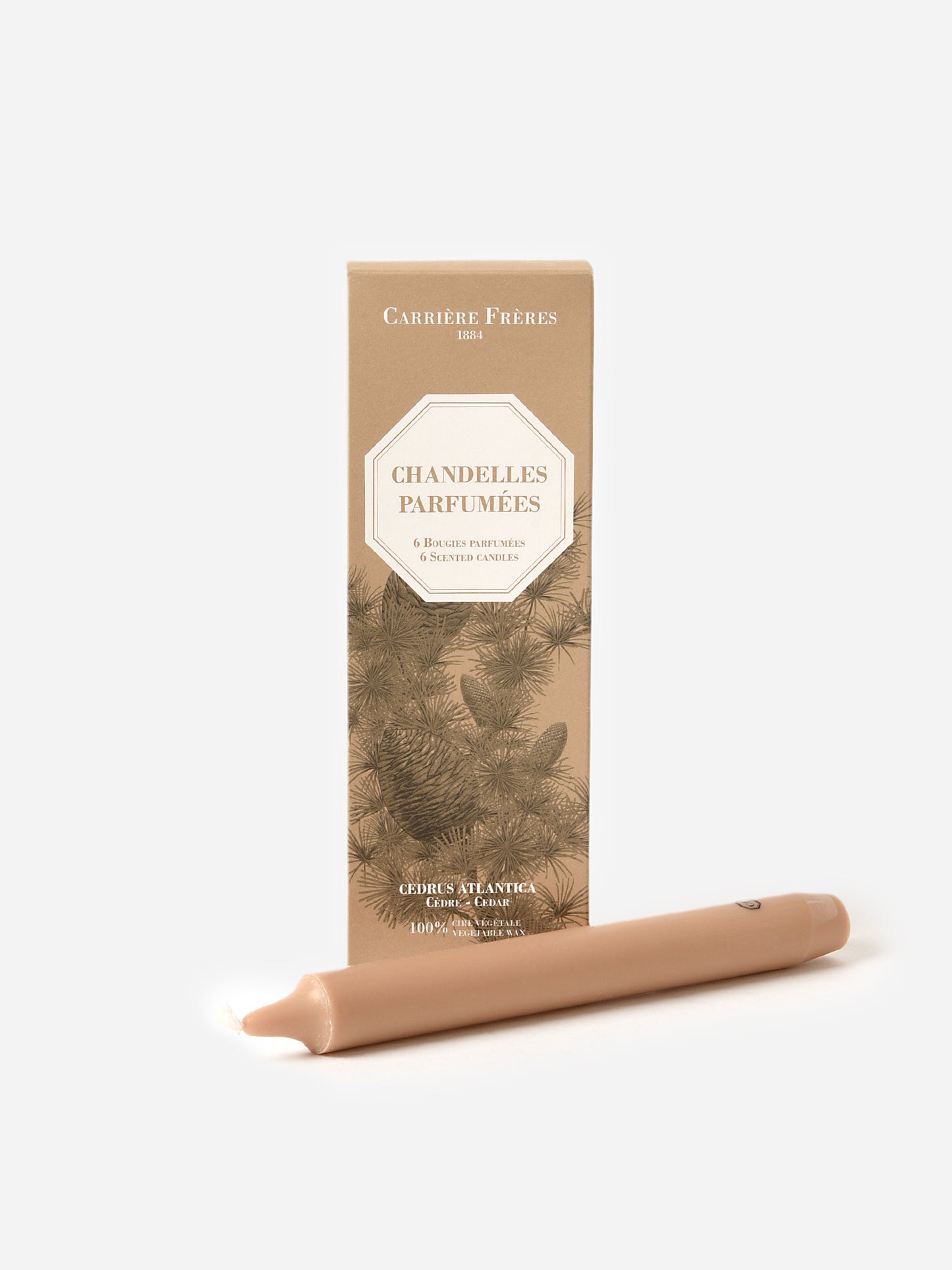 Carriere Freres Cedar Scented Taper Candle Set - Saint Bernard