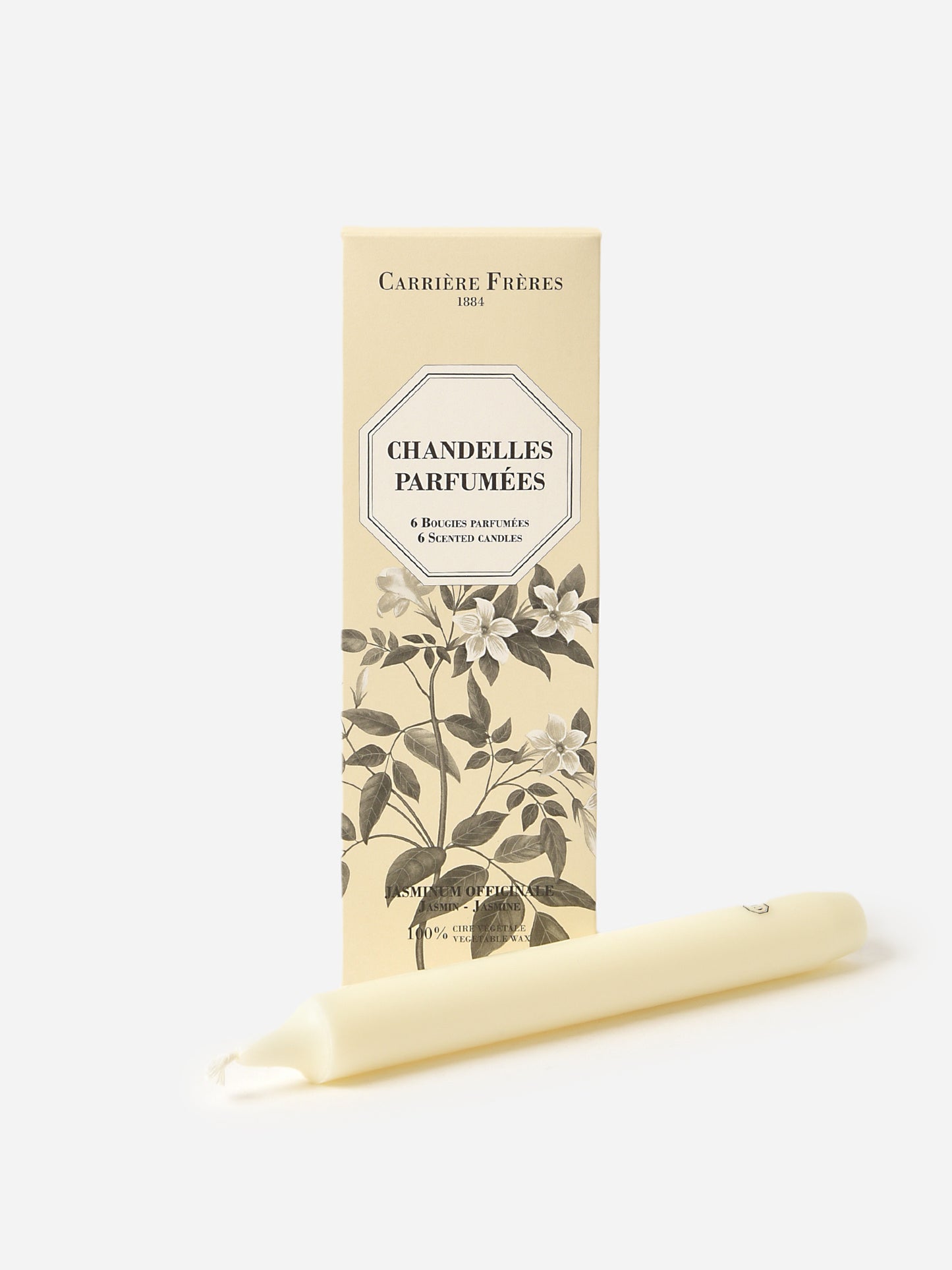 Carriere Freres Jasmine Scented Taper Candle Set - Saint Bernard