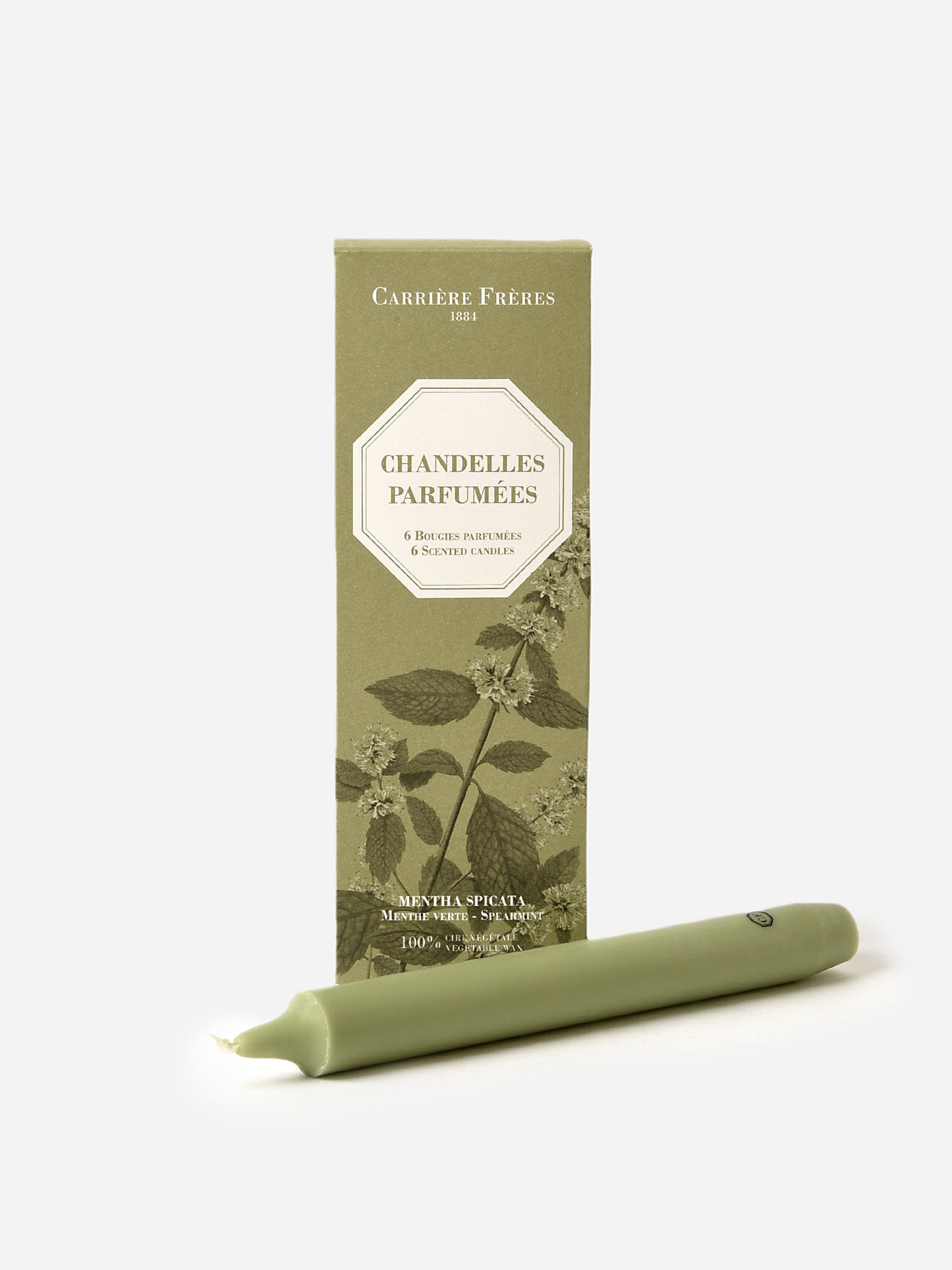 Carriere Freres Spearmint Scented Taper Candle Set - Saint Bernard