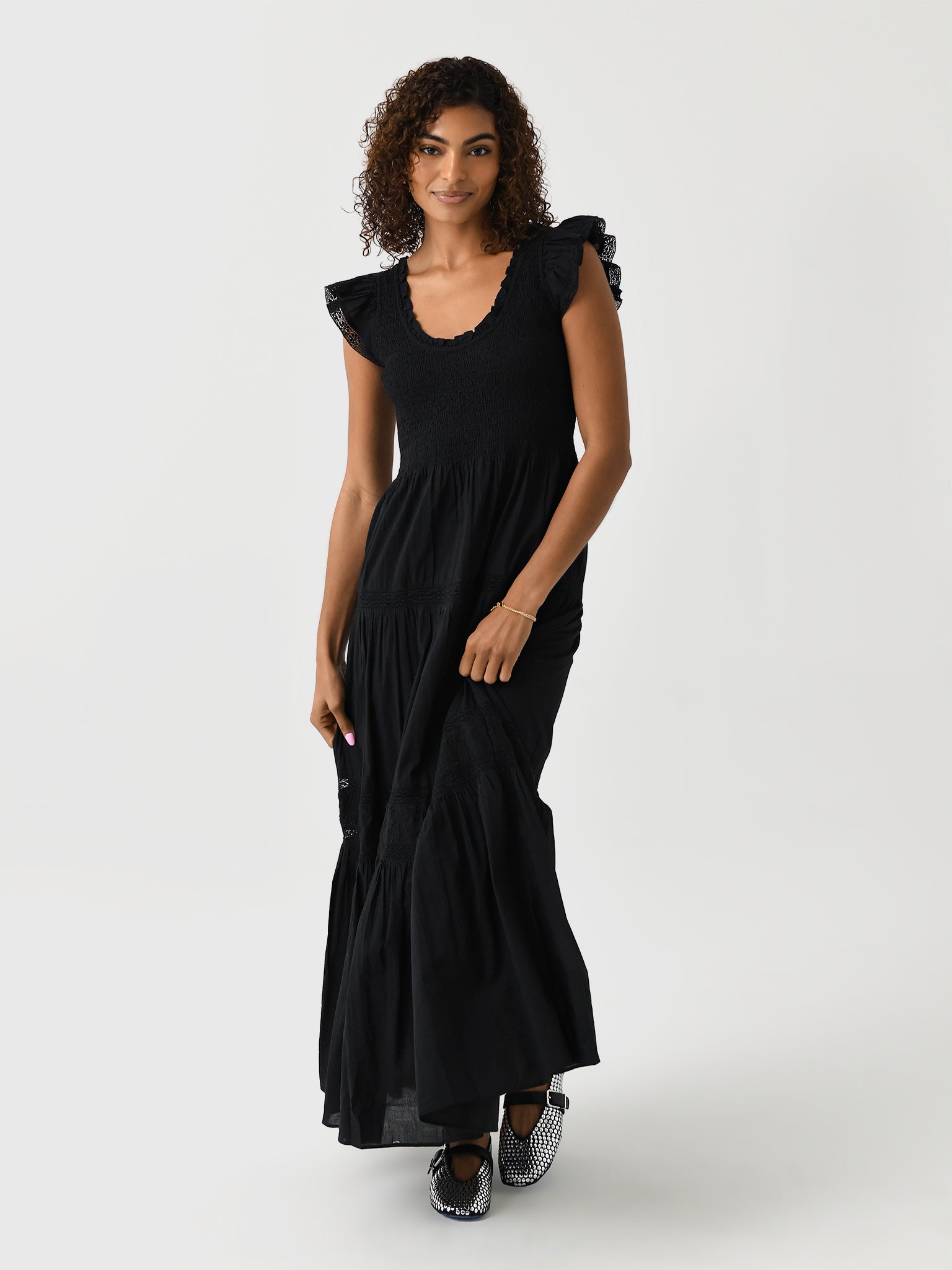 LoveShackFancy Women's Chessie Ruffle Sleeve Cotton Dress – Saint Bernard