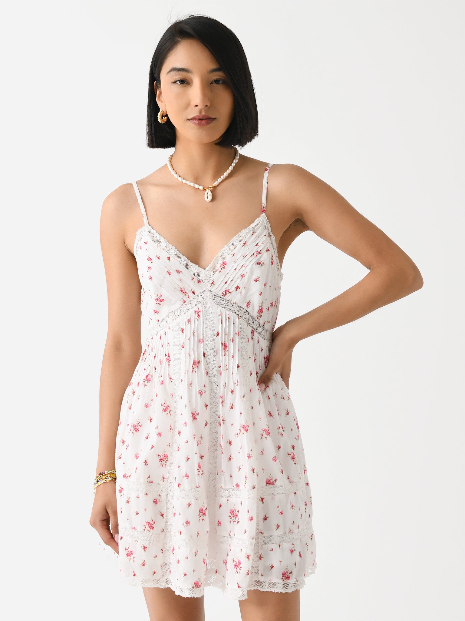 LoveShackFancy Women's Docila Mini Floral Cotton Dress Saint Bernard LoveShackFancy Women's Docila Mini Floral Cotton Dress Saint Bernard
