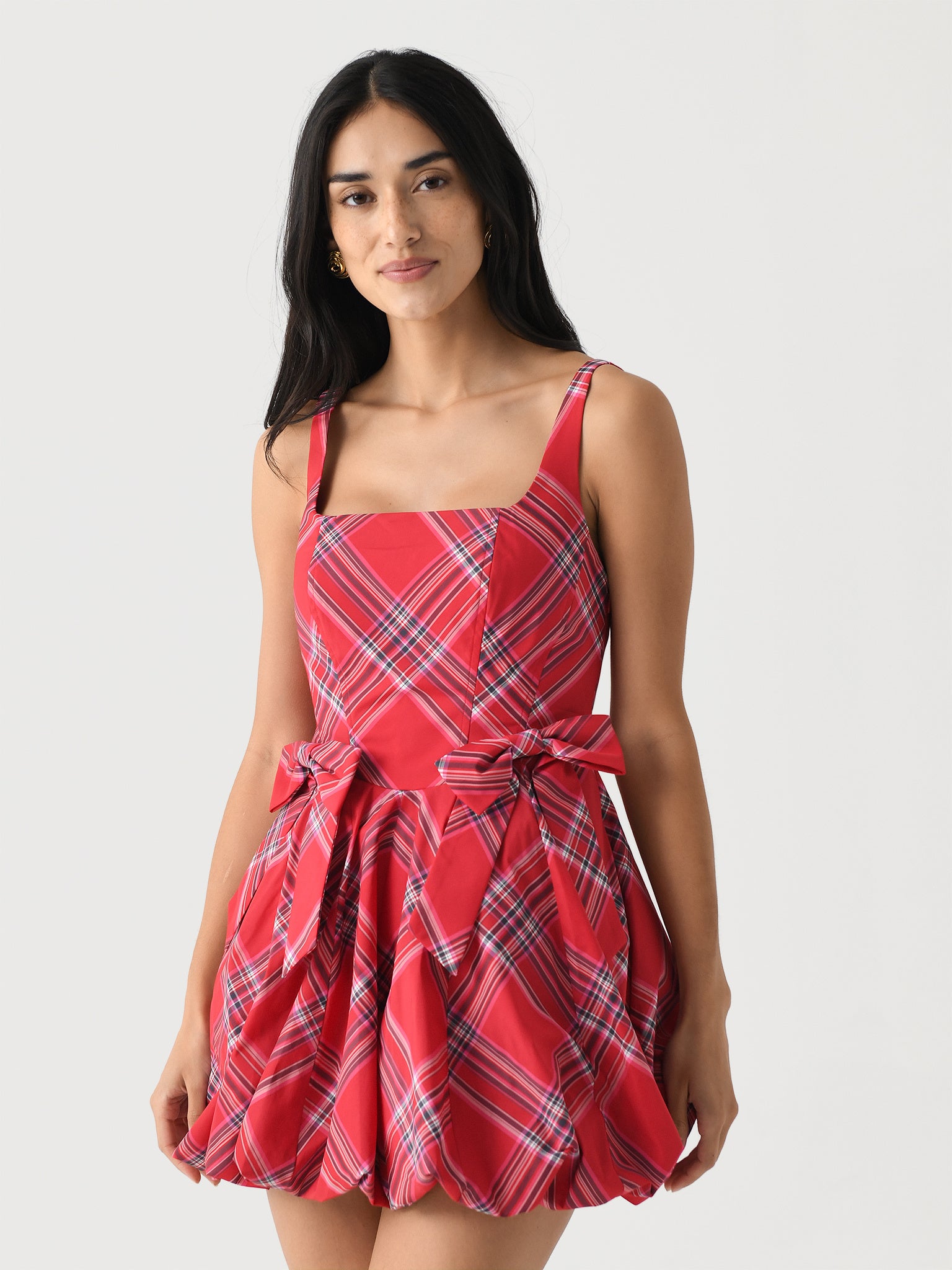 LoveShackFancy Women's Ruelle Tartan Mini Bubble Dress Saint Bernard LoveShackFancy Women's Ruelle Tartan Mini Bubble Dress Saint Bernard