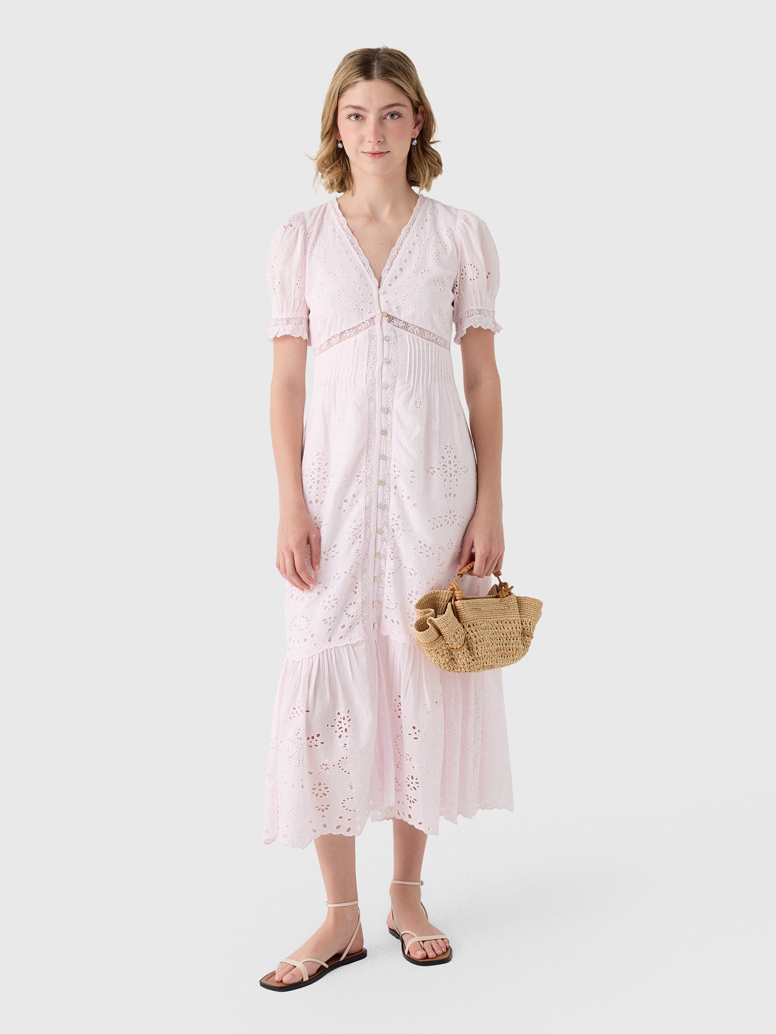 Tarragon Cotton Bandana Eyelet Midi Dress PALE LILAC / 4