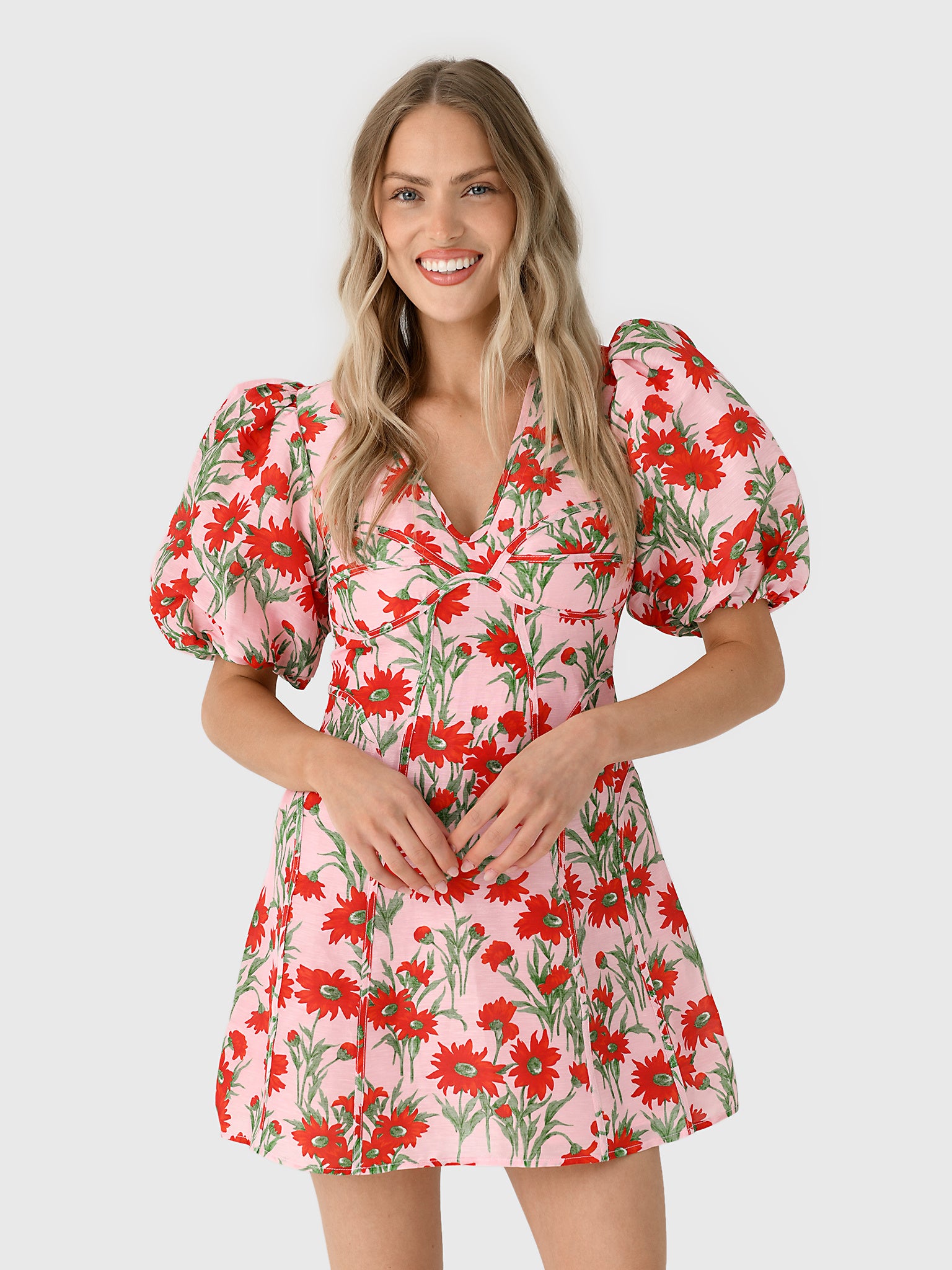 Lovaan Women's Adeline Mini Dress, Pink, Linen | Size: US6/AU10