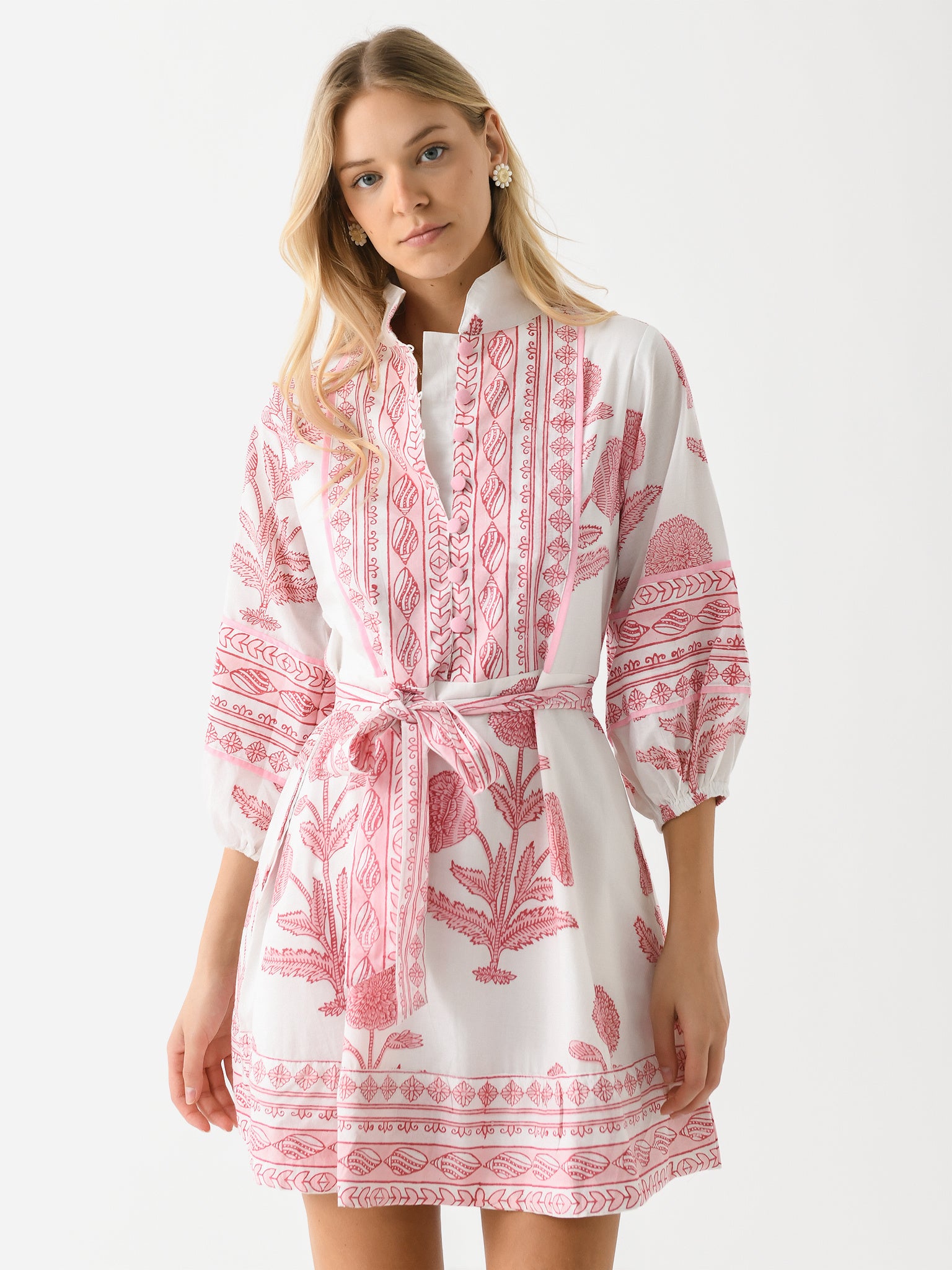 sur silk dress Ocean Print Silk Caftan Dress LIGHT BLUE / M