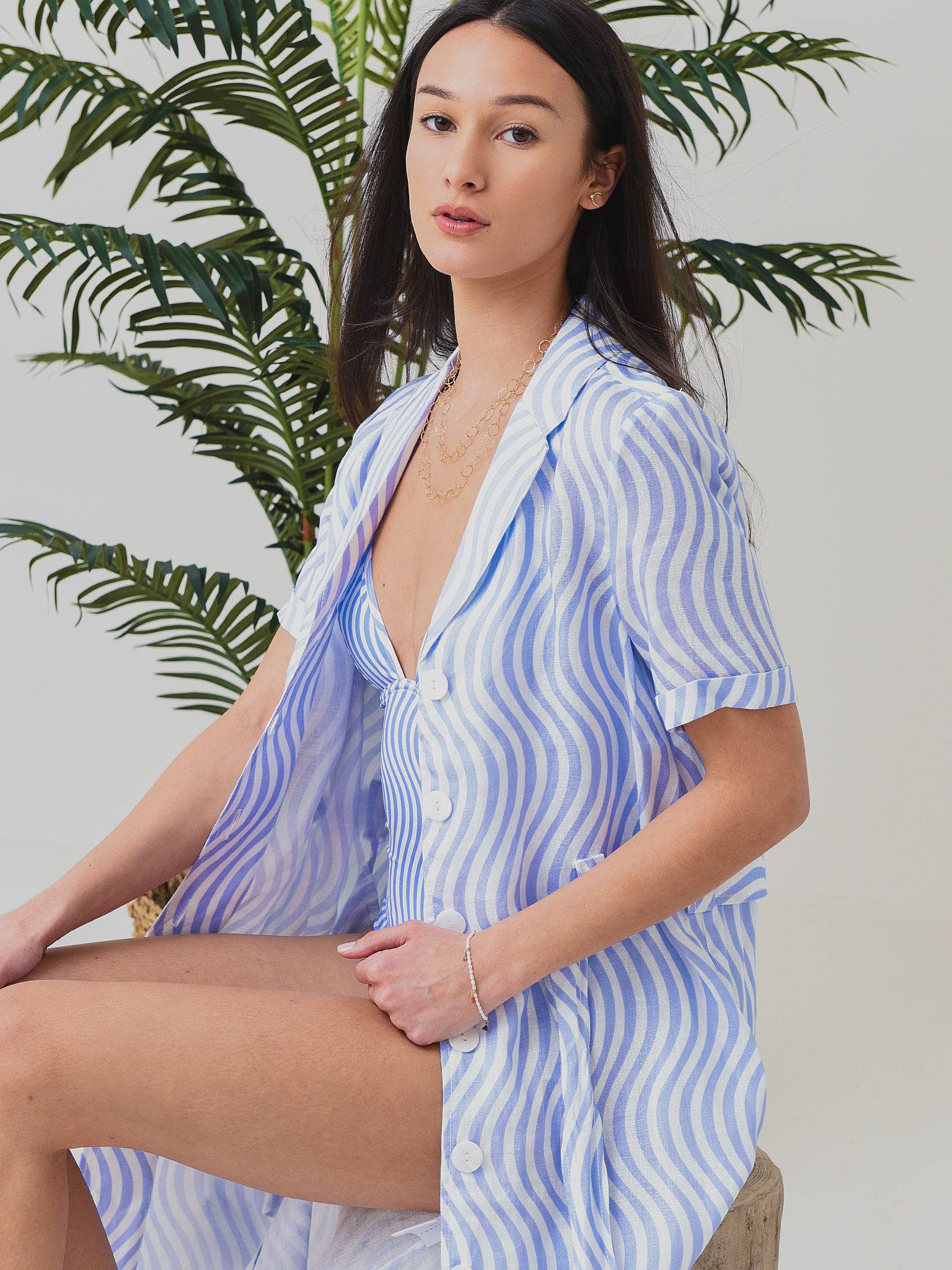 blue safari dress Brigitte Brianna Safari Modest Dress
