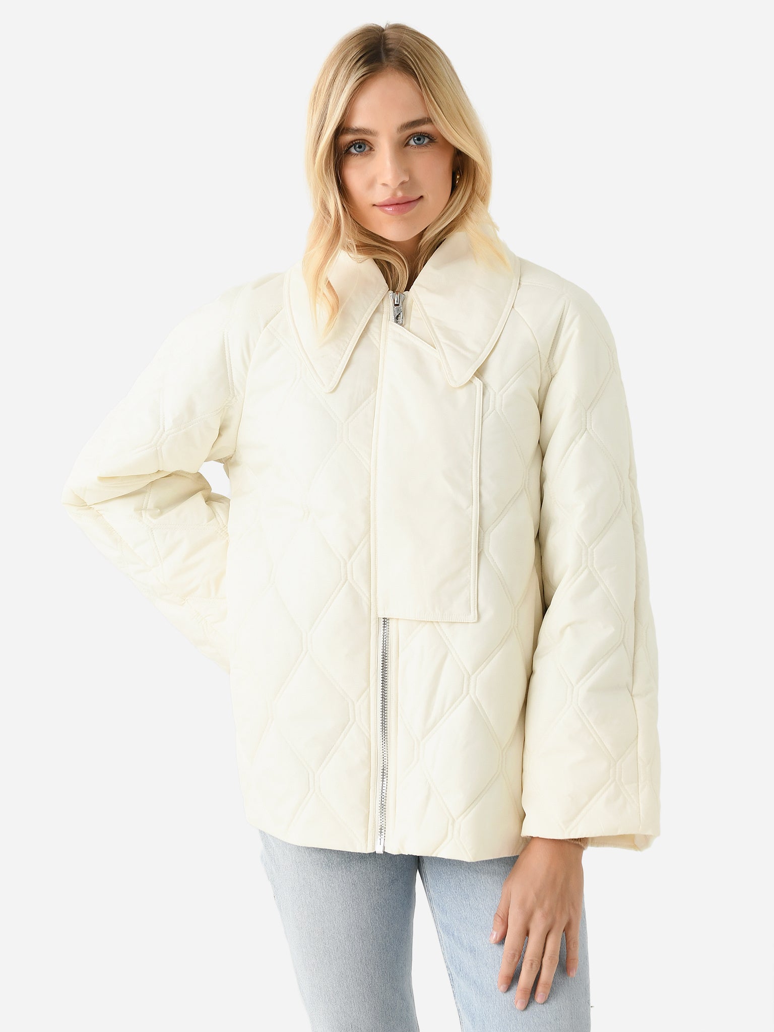 Ripstop Jacket Ganni Quilted Denim Jacket Collar Ganni Quilted